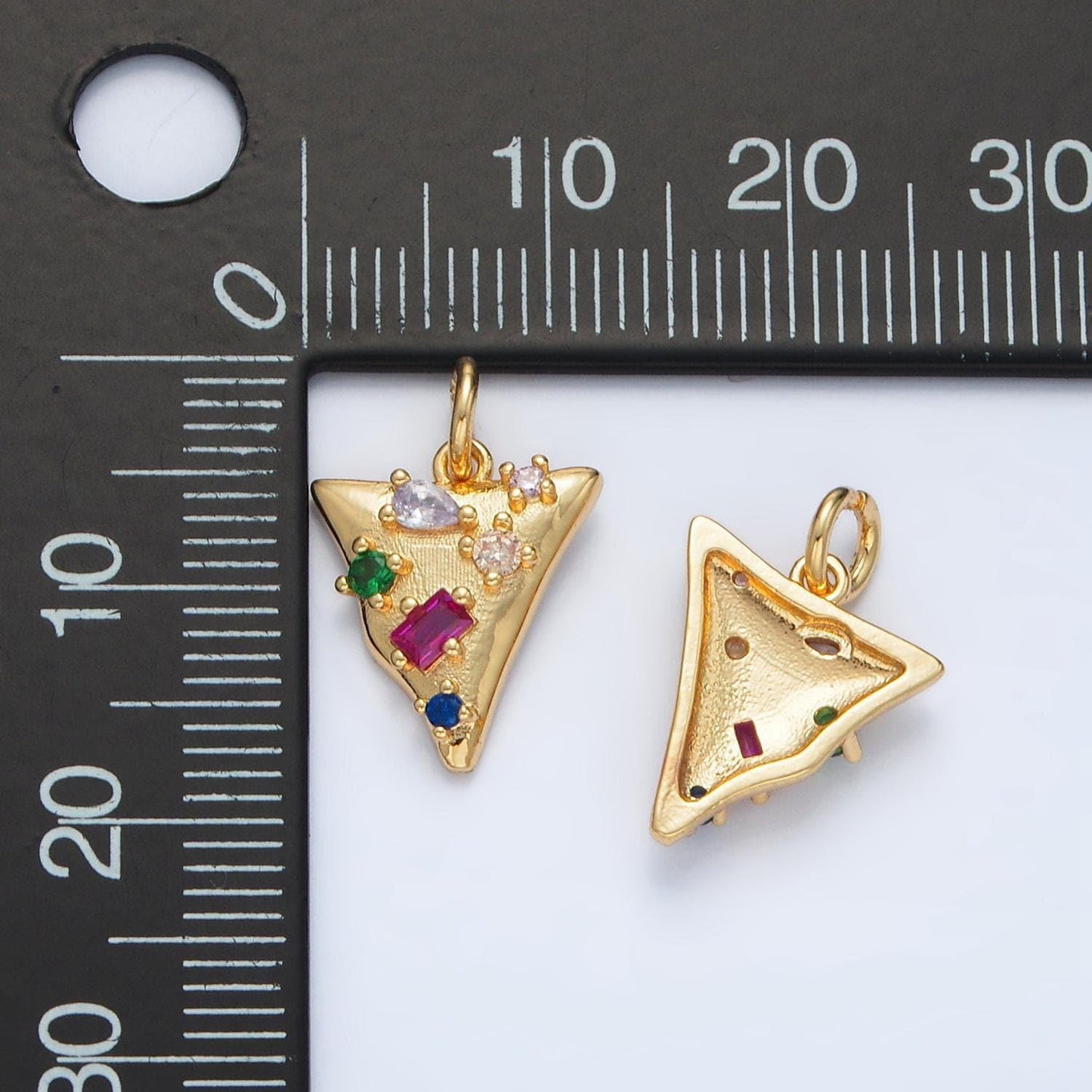 24k gold filled colorful micro pave cz pizza charm mini gold slice of pizza pendant for diy jewelry making supply triangle charm d805