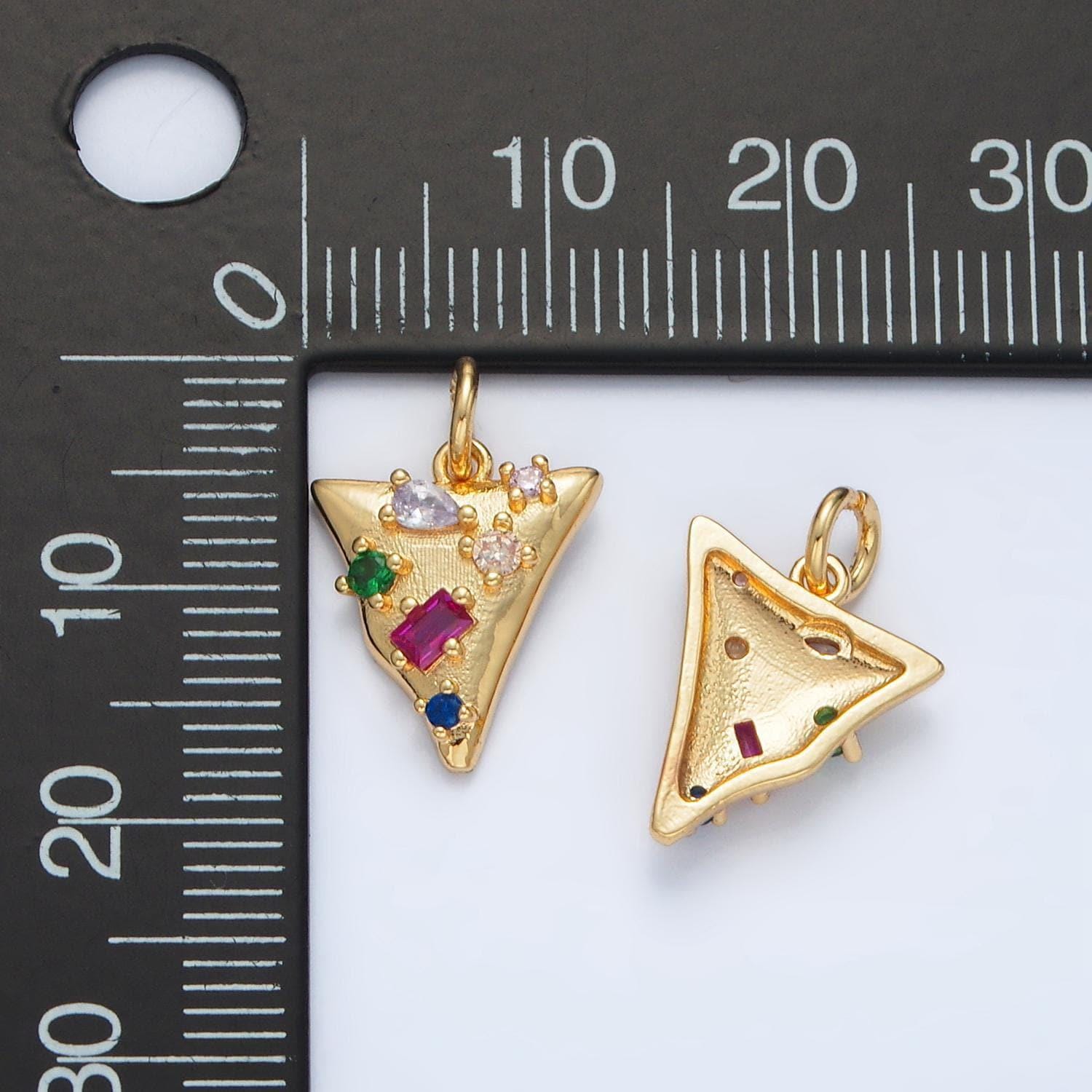 24k gold filled colorful micro pave cz pizza charm mini gold slice of pizza pendant for diy jewelry making supply triangle charm d805