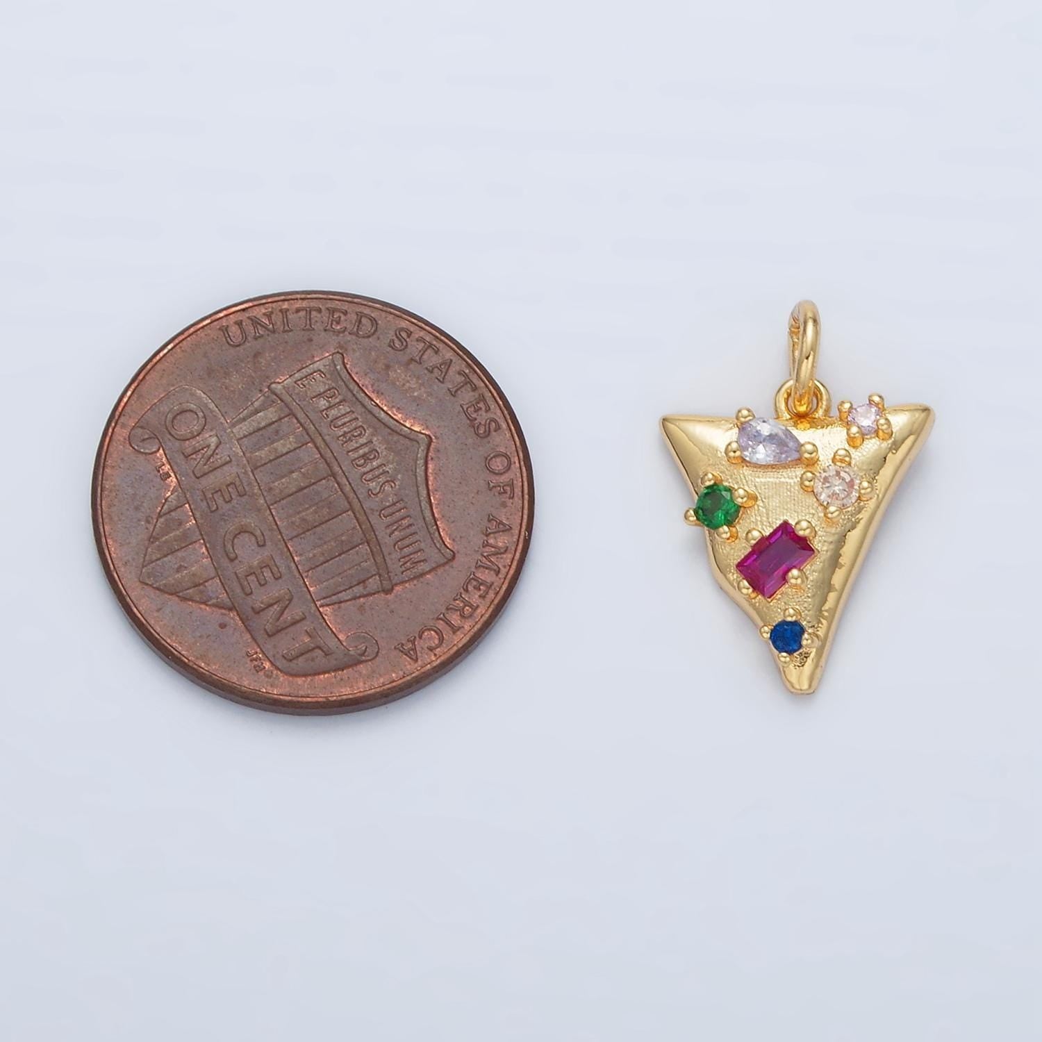 24k gold filled colorful micro pave cz pizza charm mini gold slice of pizza pendant for diy jewelry making supply triangle charm d805
