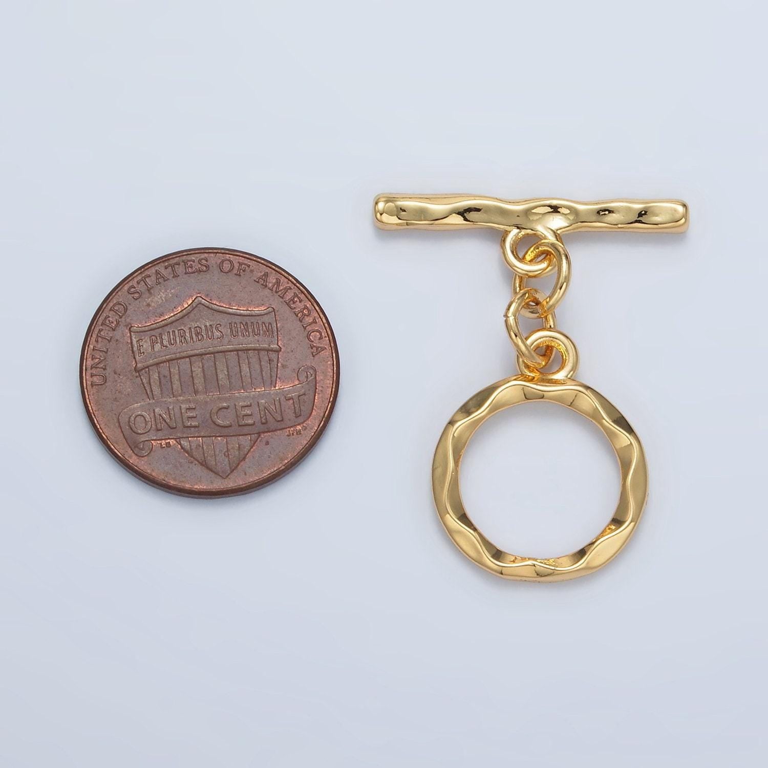 Gold filled hammered style toggle clasp supply | z-845