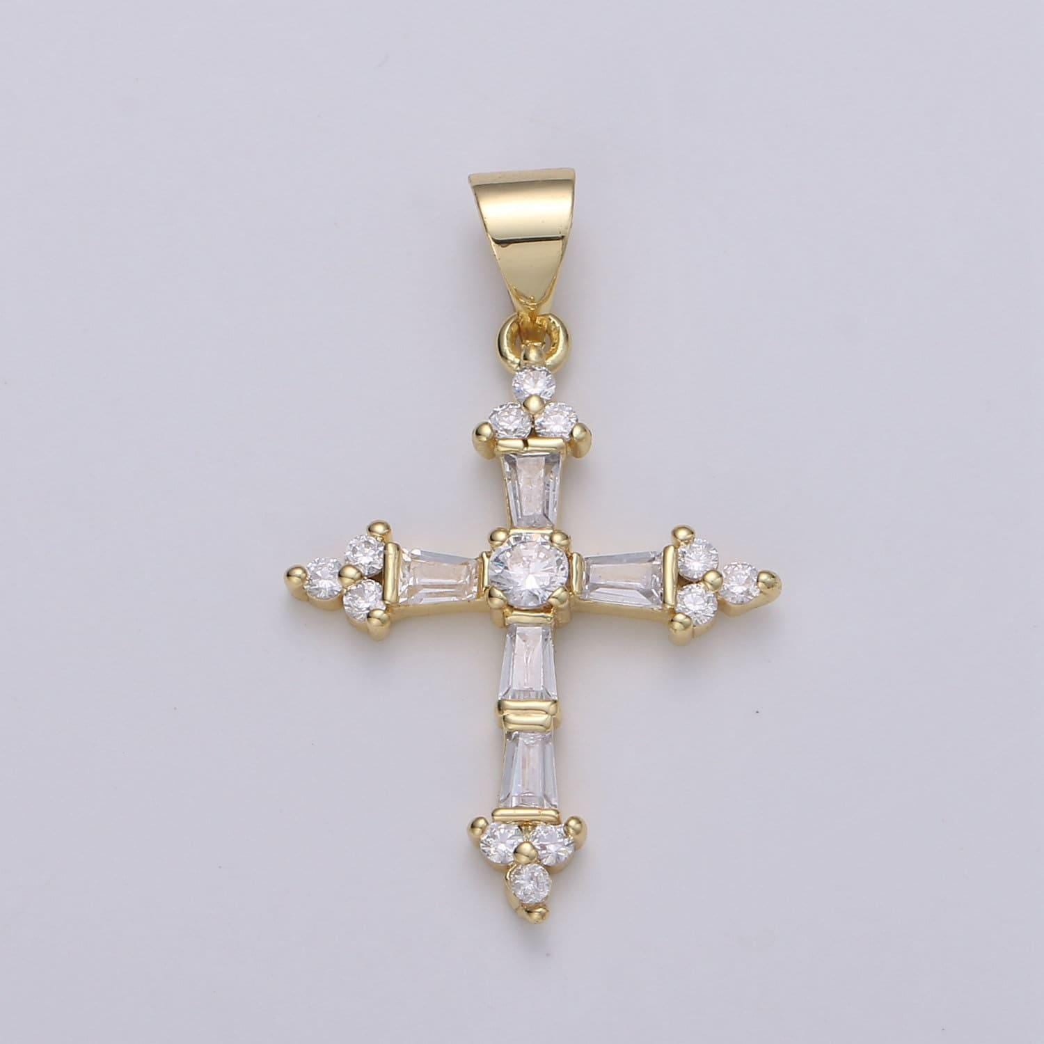 Cubic cross pendant, cz pendant, jesus pendant, earrings pendant, bracelet charm, necklace pendant, 18k gold filled jewelry n-1320