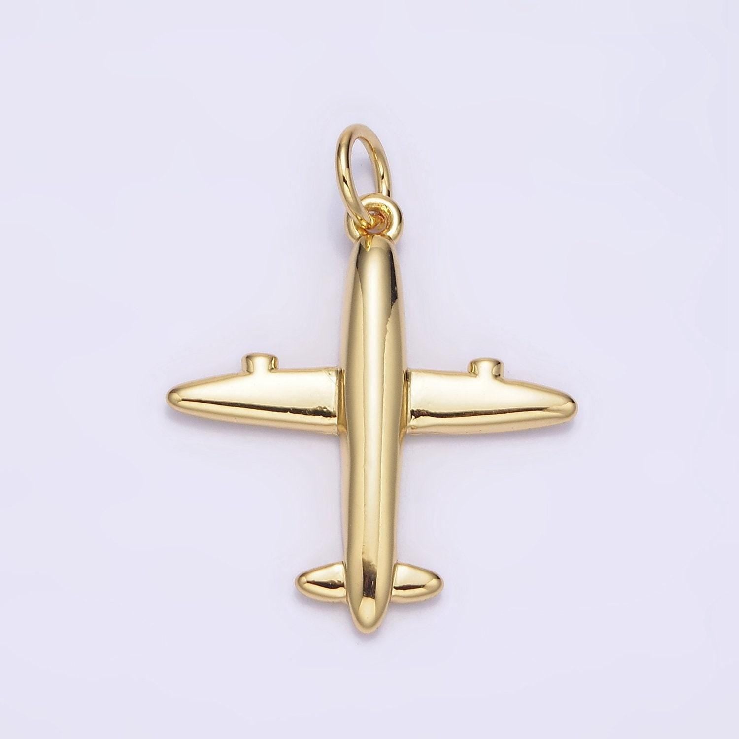 Airplane 14k gold filled airplane plane body jet plane charm pilot stewardess gift idea jewelry making supply n-993