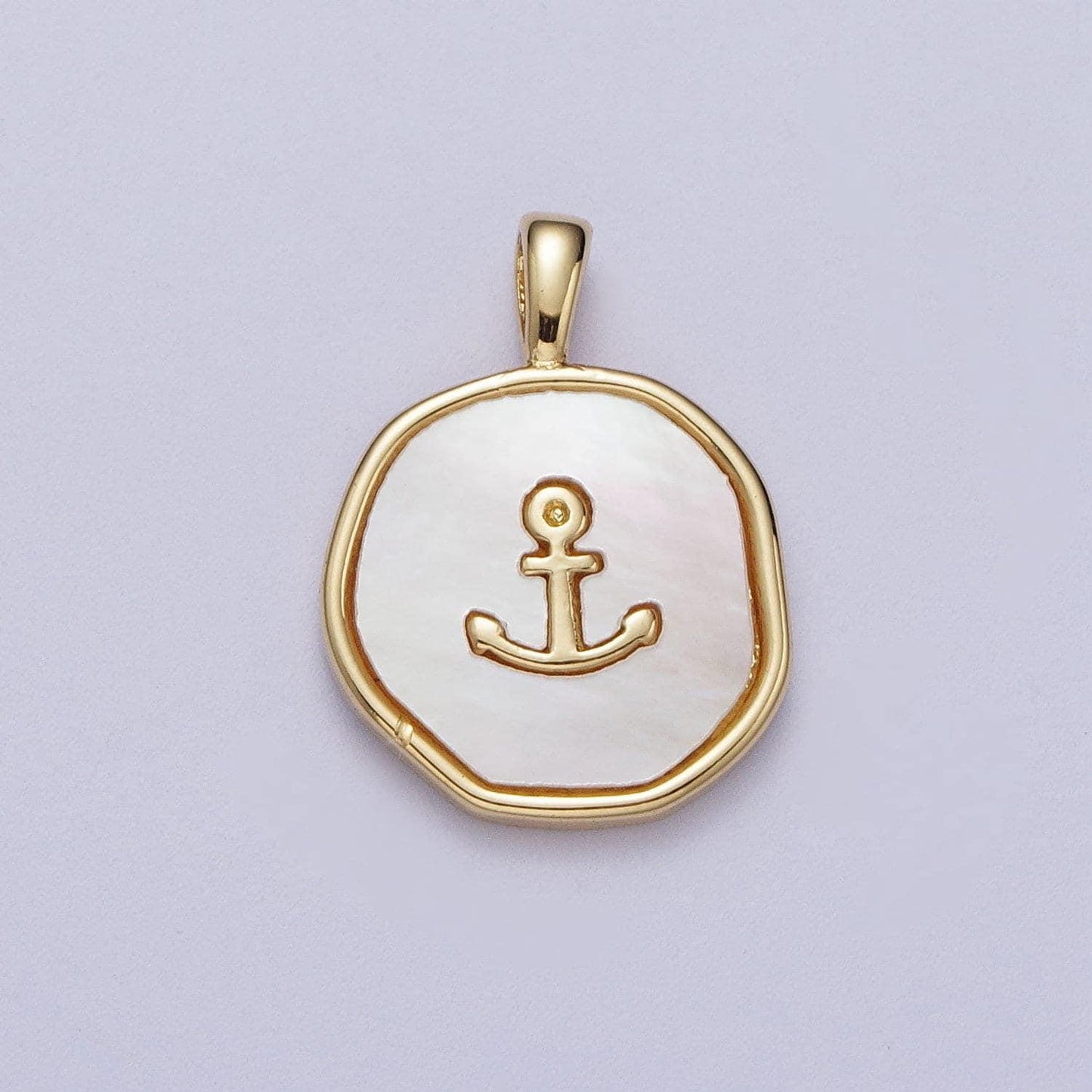 14k gold filled cross sailor pearl, abalone round charm pendant for nautica jewelry | i565