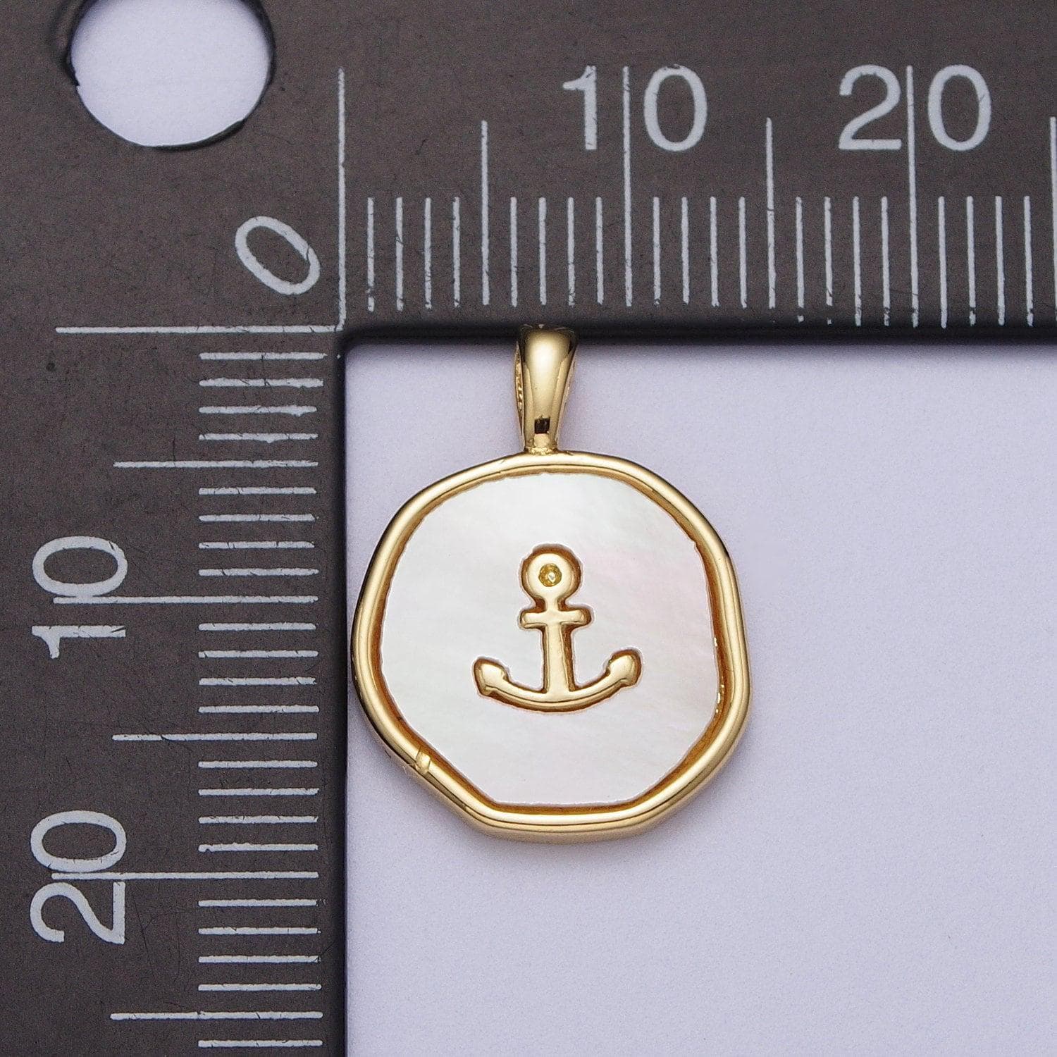 14k gold filled cross sailor pearl, abalone round charm pendant for nautica jewelry | i565