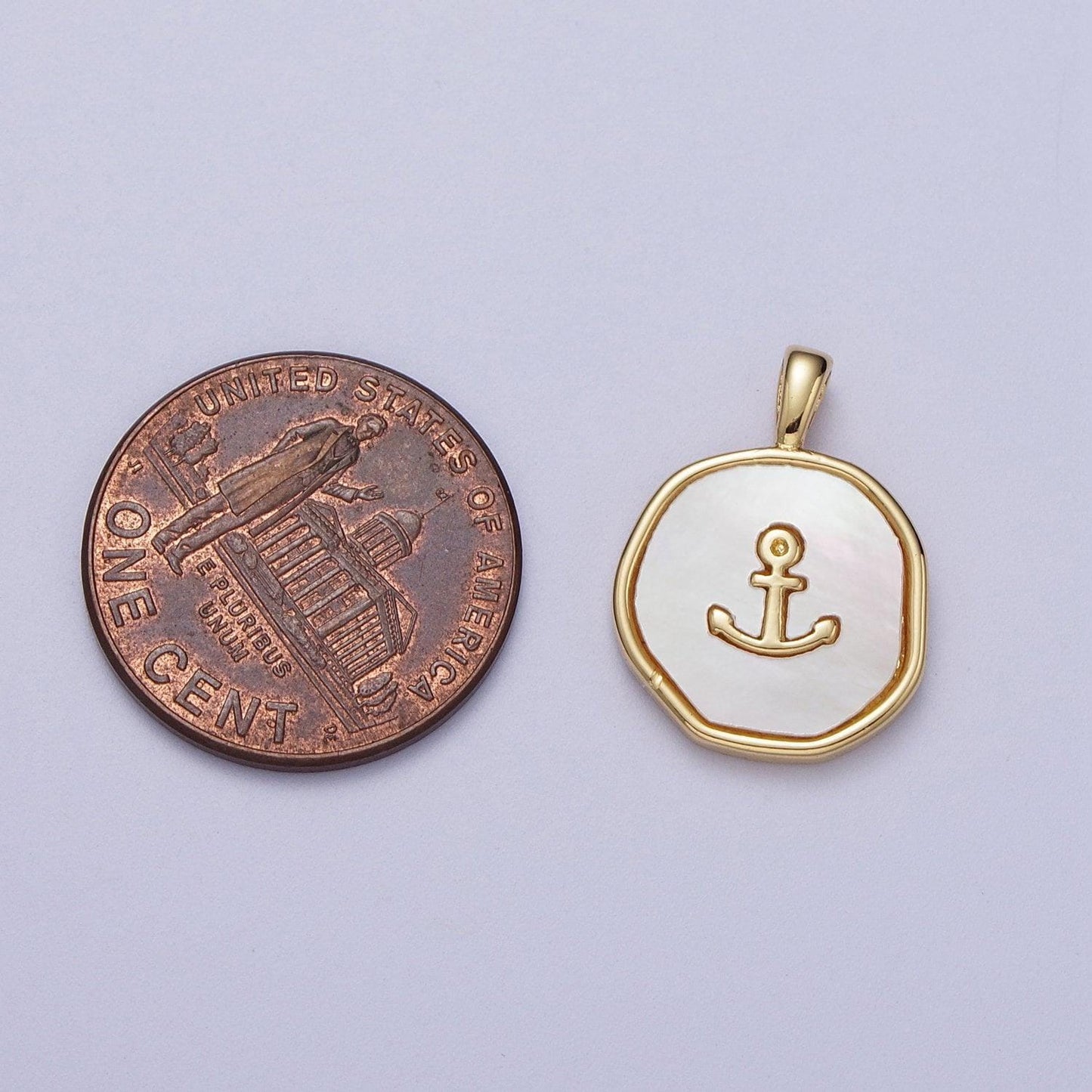 14k gold filled cross sailor pearl, abalone round charm pendant for nautica jewelry | i565