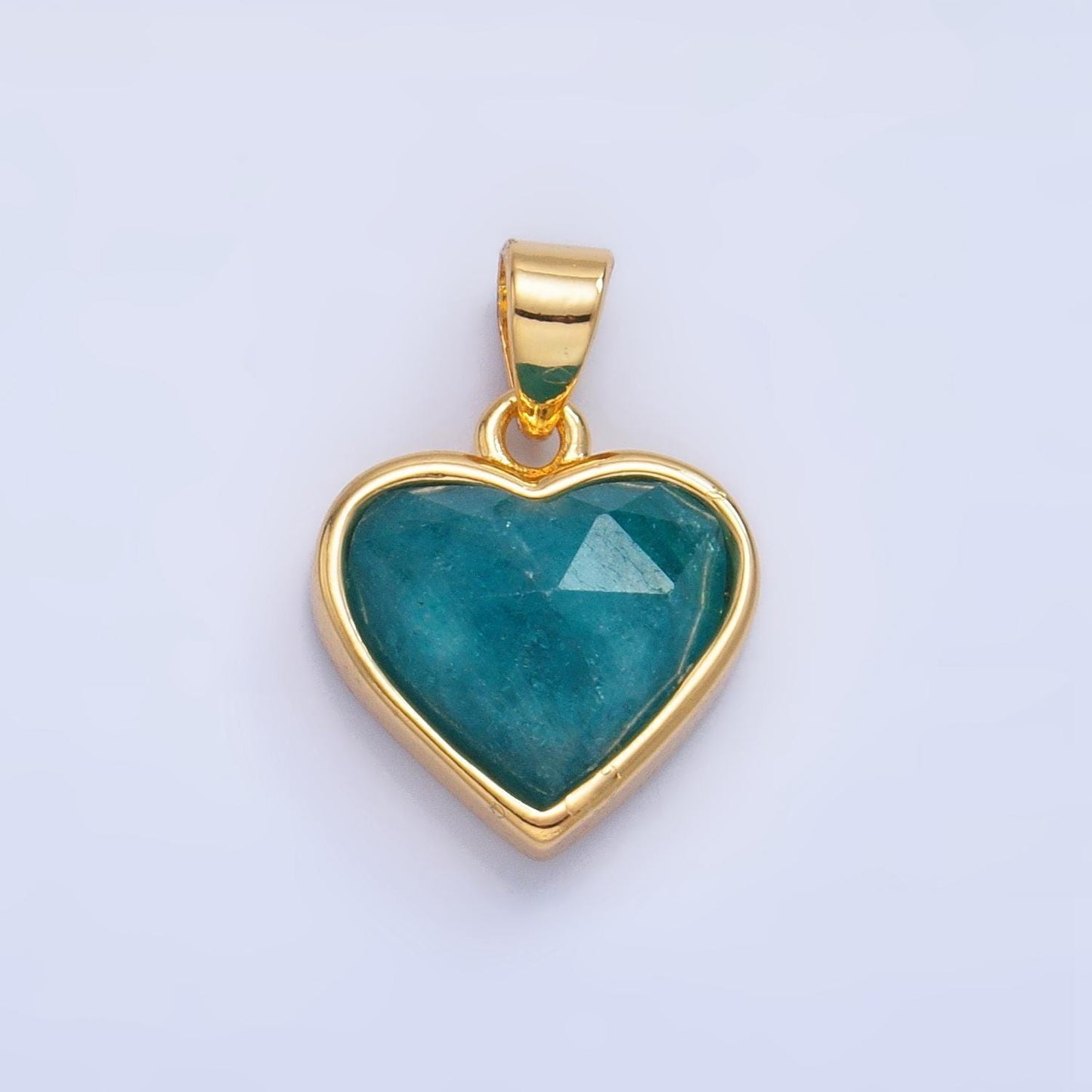 24k gold filled multifaceted amethyst, amazonite, malachite, blue lapis labradorite charm heart pendant | aa1027