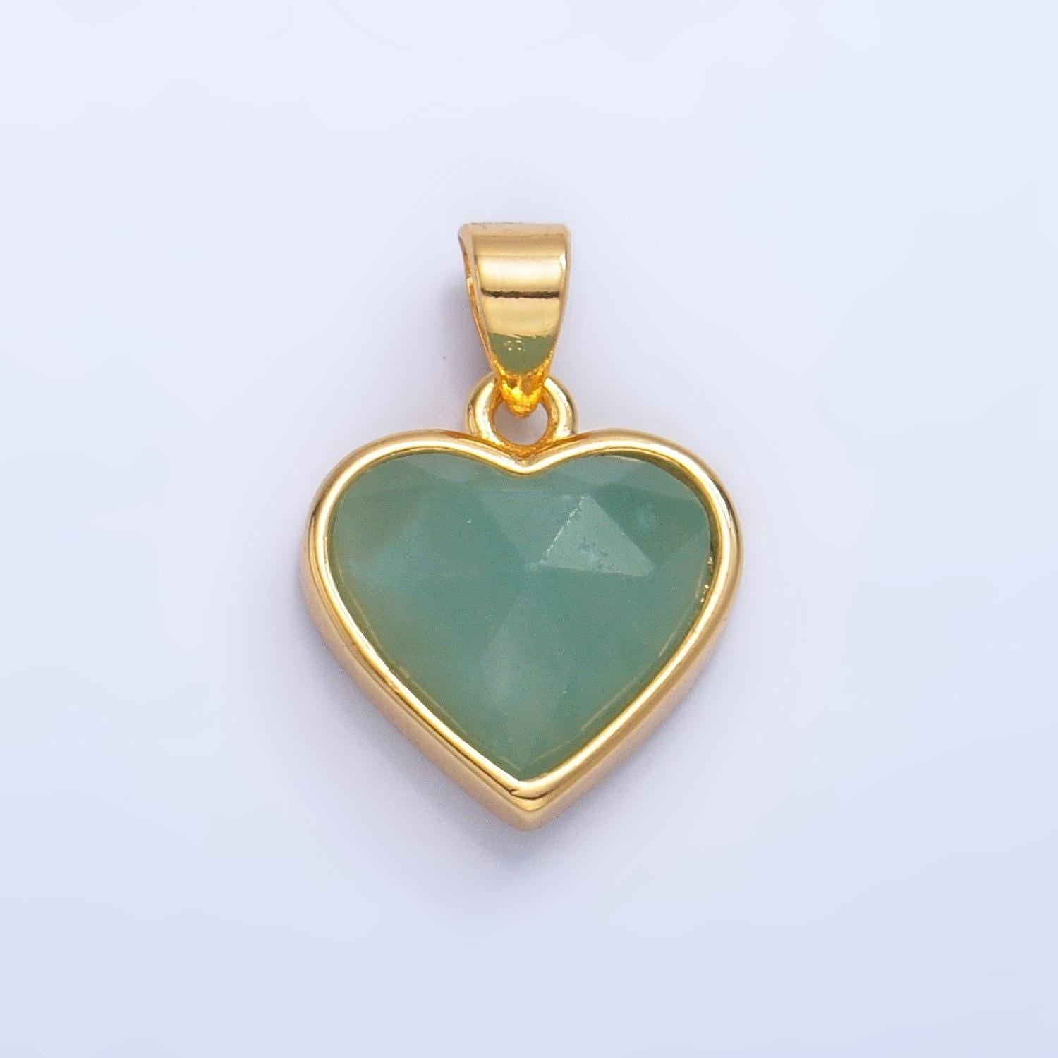 24k gold filled multifaceted amethyst, amazonite, malachite, blue lapis labradorite charm heart pendant | aa1027