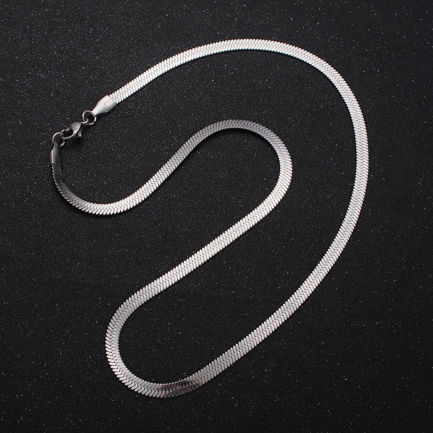 4mm gold stainless steel herringbone chain necklace for women 18 inch, 19.6 inch necklace for layering statement necklace wa1554