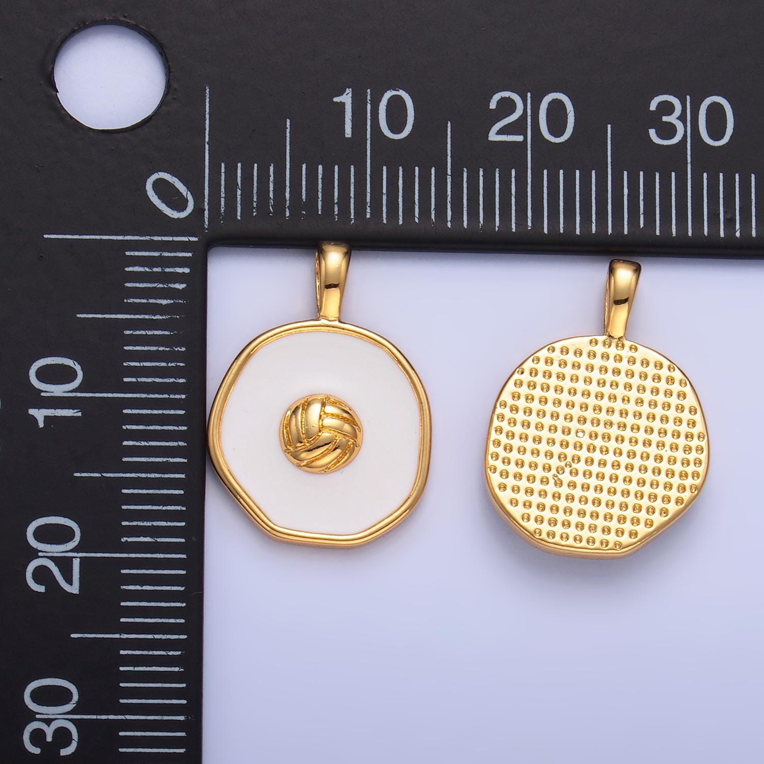 Volley ball pendant small sport charm for handmade jewelry supplies 24k gold filled ball charm aa-1089