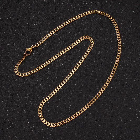 Gold stainless steel cuban link chain 3.5mm necklace unisex curb link chain 18 inch wholesale jewelry making supplies wa-2317
