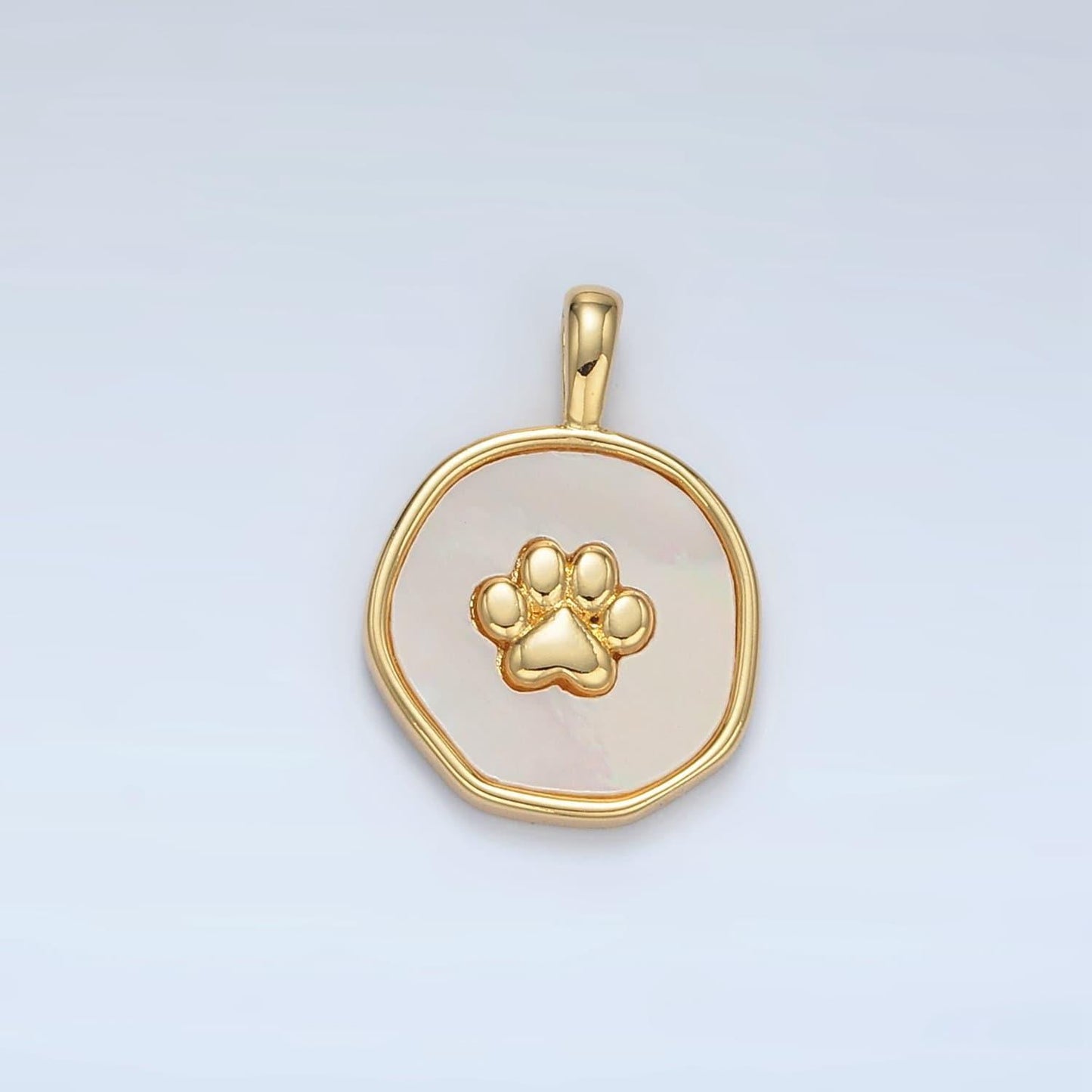 24k gold filled cross paw pearl round charm pendant for minimalist jewelry | aa1371