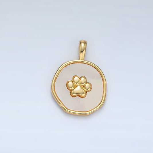 24k gold filled cross paw pearl round charm pendant for minimalist jewelry | aa1371
