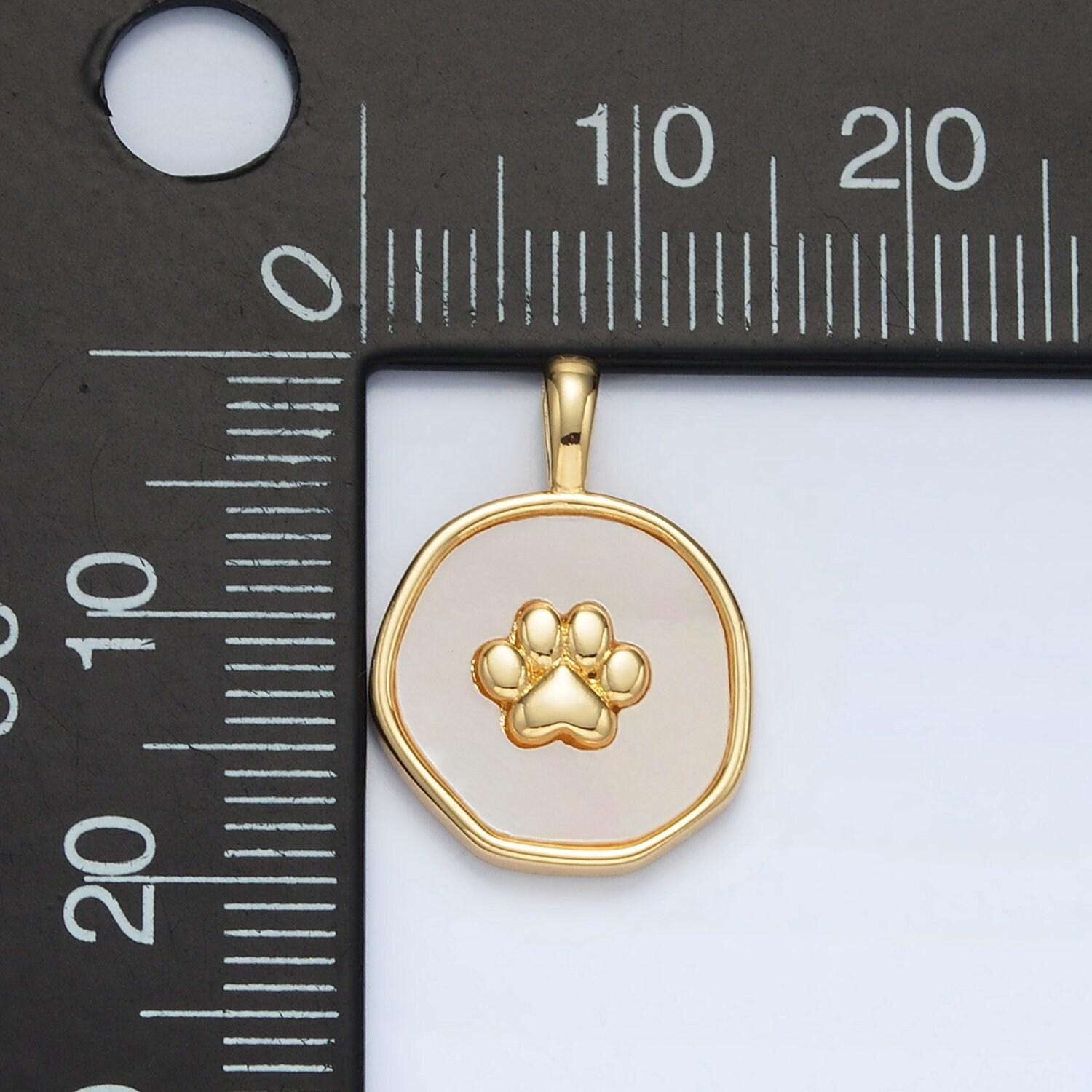 24k gold filled cross paw pearl round charm pendant for minimalist jewelry | aa1371
