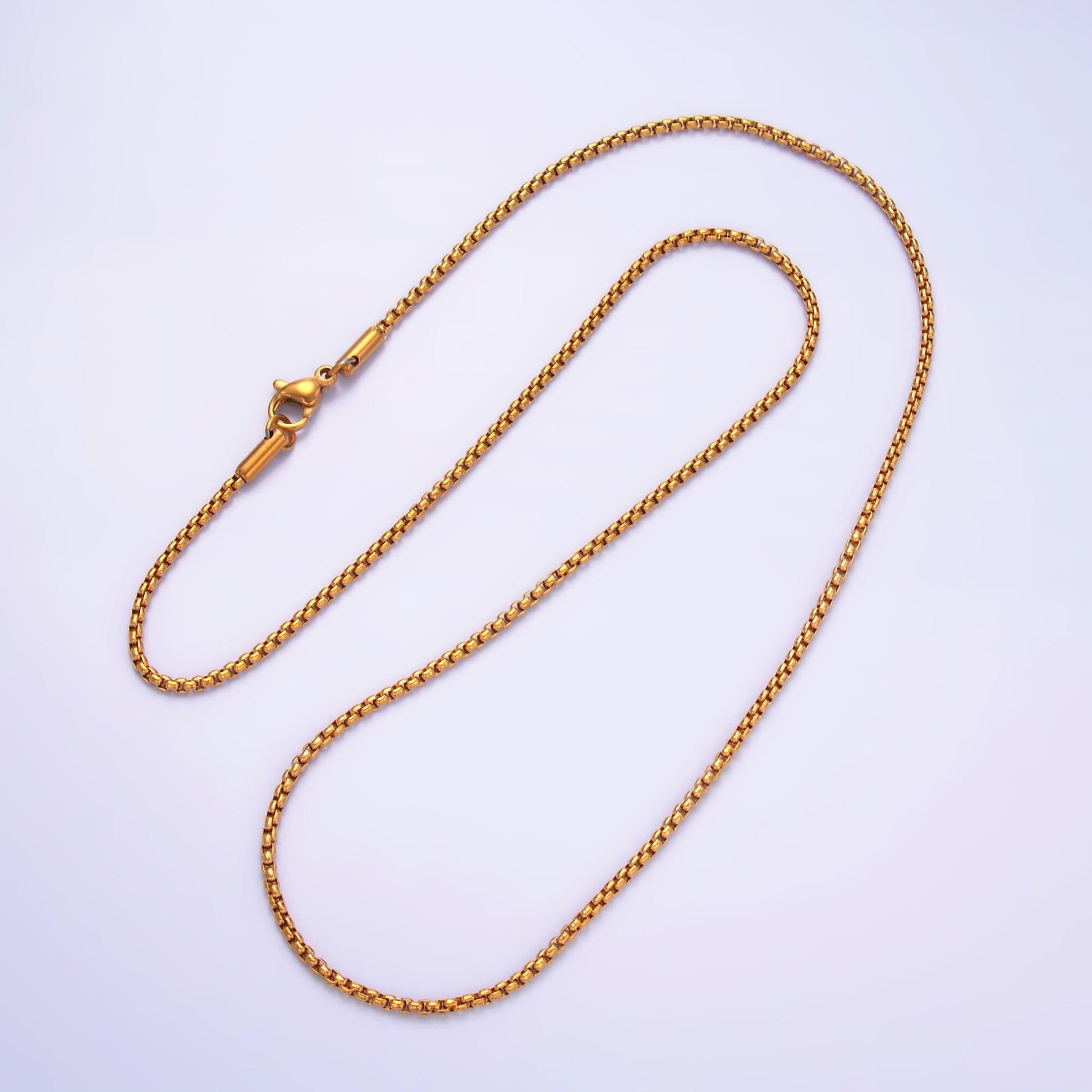 Stainless steel 1.8mm dainty Rounded box Chain 19.68 inch layering Gold chain necklace | wa-2732