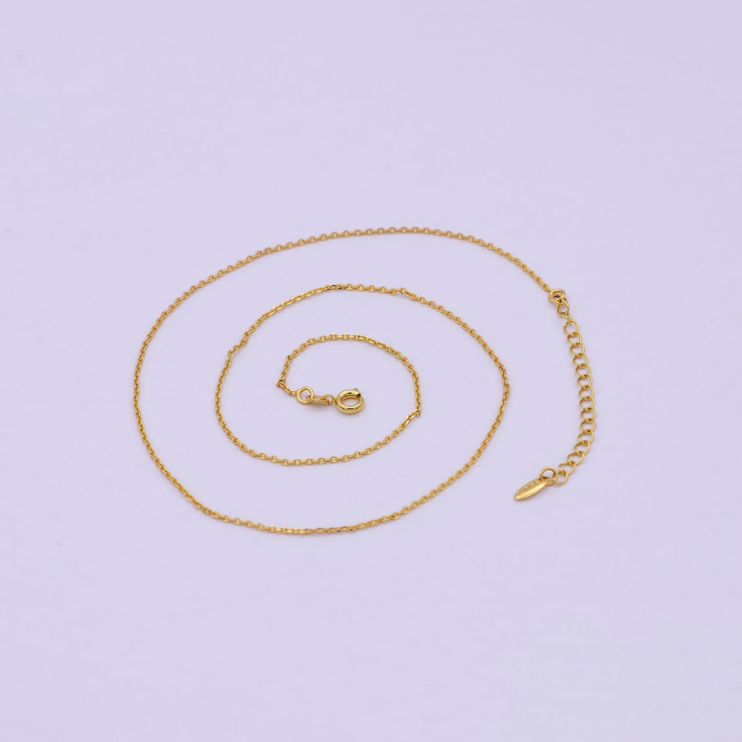 24k gold filled cable chain, 17.7 inch + 2 inch extender layering finished chain necklace with spring ring 1.5 mm thick | wa-613