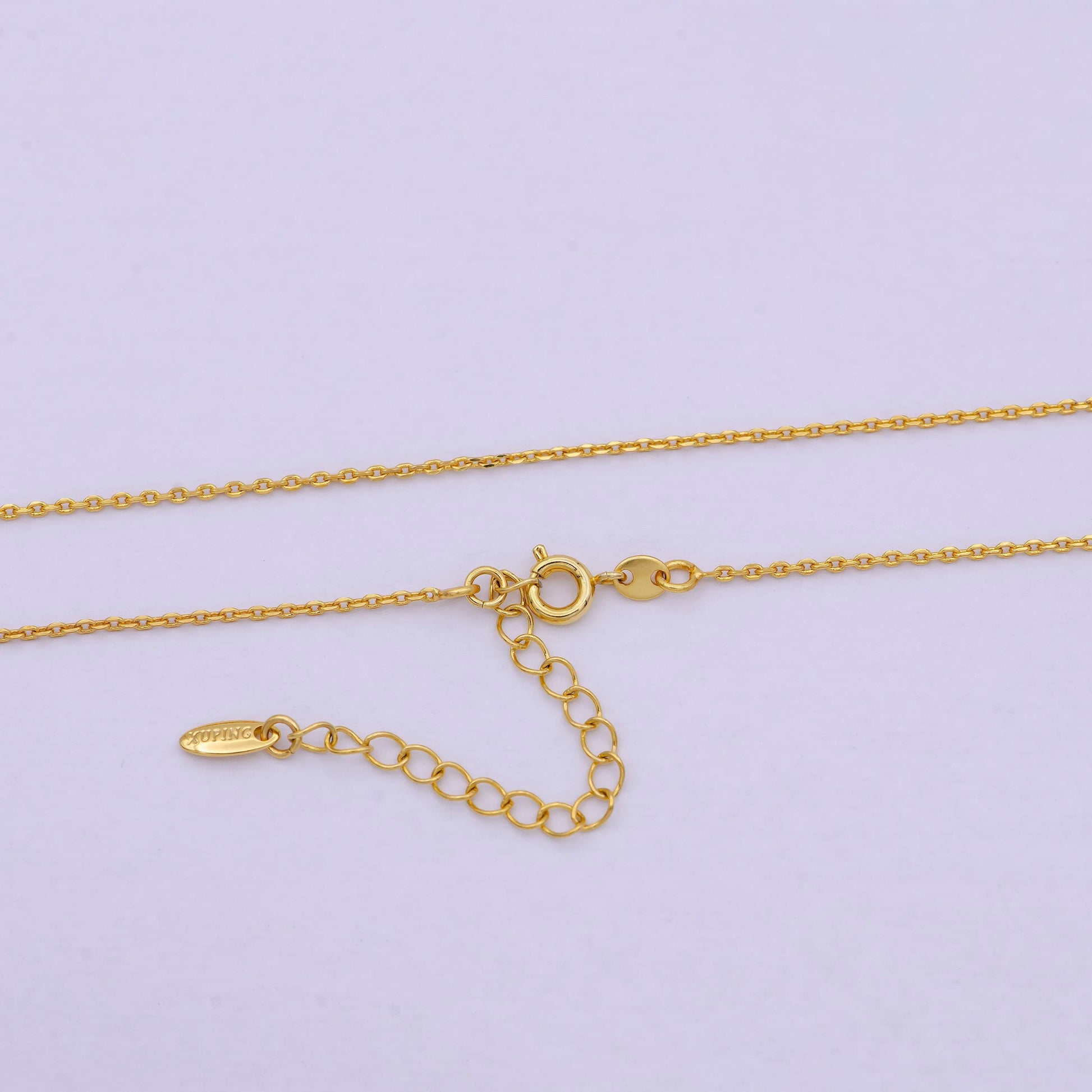 24k gold filled cable chain, 17.7 inch + 2 inch extender layering finished chain necklace with spring ring 1.5 mm thick | wa-613