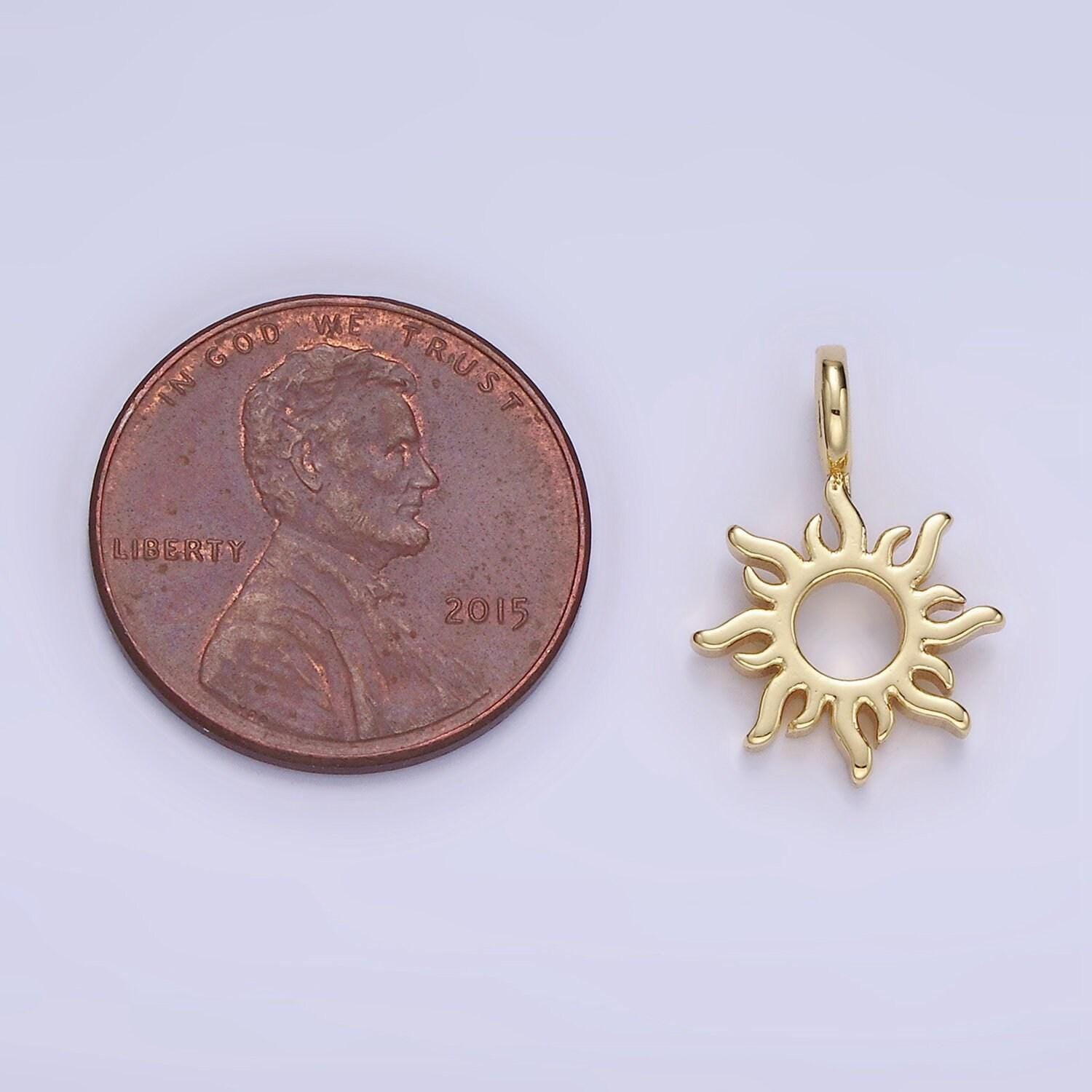 14k gold filled open celestial sun ray minimalist pendant | ag-703