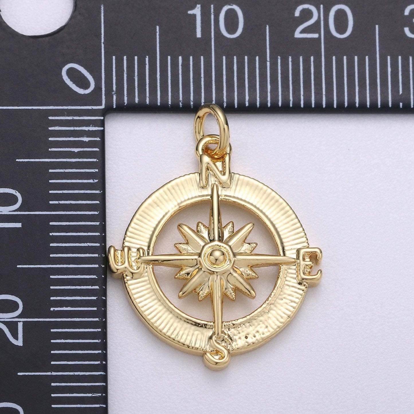 14k gold fill dainty compass charm, gold compass pendant, north star charm, travel charm nautical charms for bracelet earring necklace c466