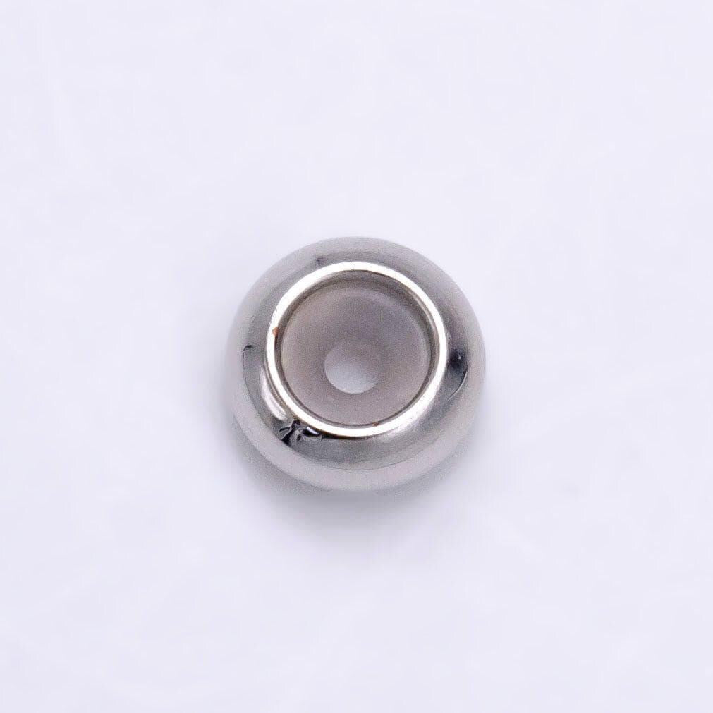 7mm rhodium plated silver gold rose gold round safety rubber stopper bead spacer smart beads supplies