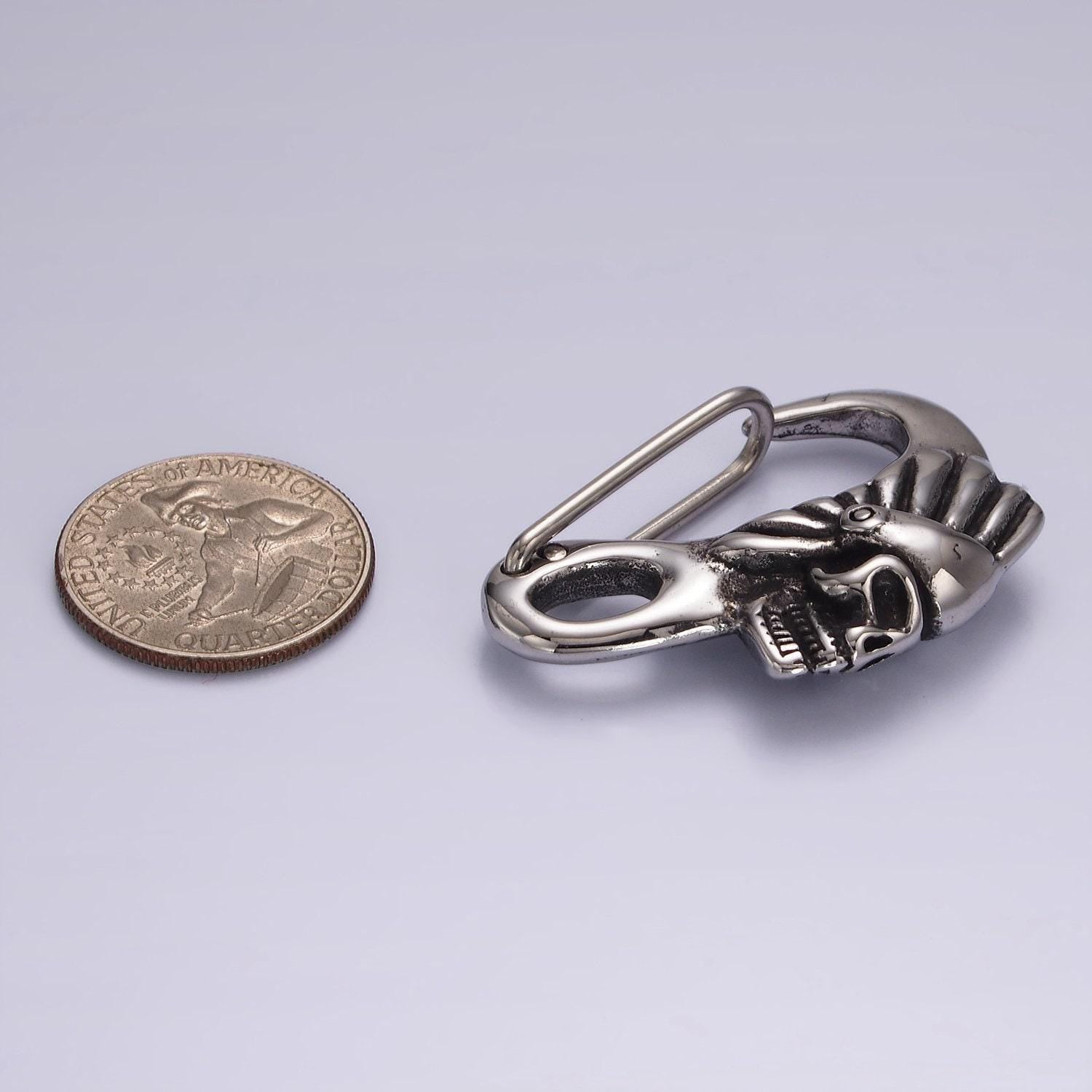 Stainless steel 45mm skull carabiner snap hook findings | z665