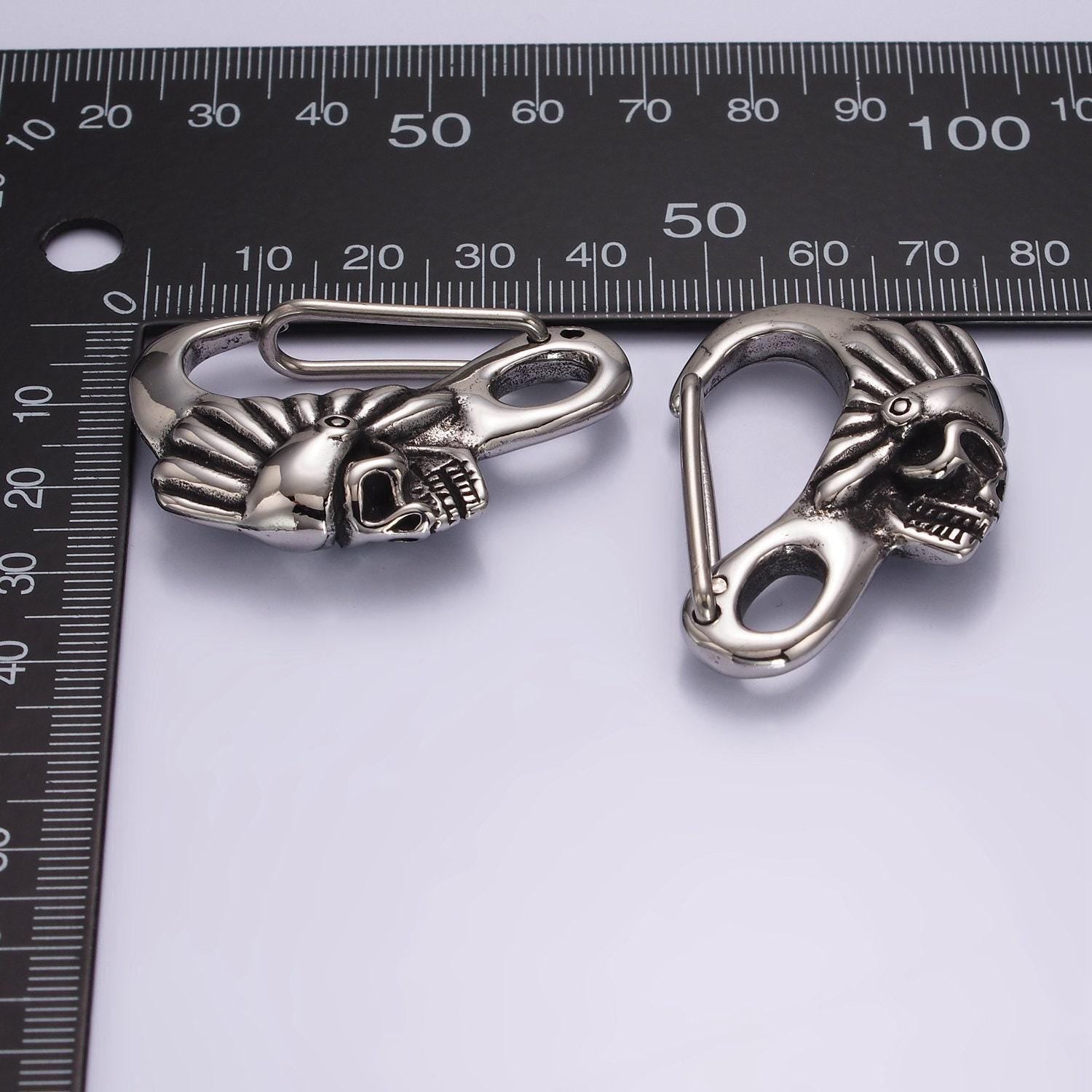 Stainless steel 45mm skull carabiner snap hook findings | z665
