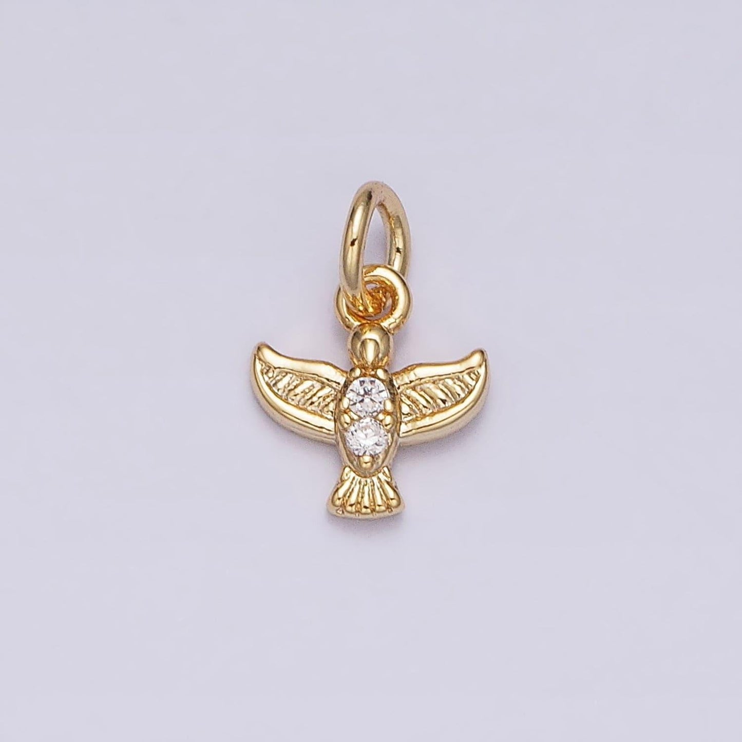 16k gold filled mini flying bird dove pigeon cz add-on charm | ac1147