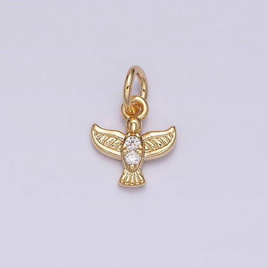 16k gold filled mini flying bird dove pigeon cz add-on charm | ac1147
