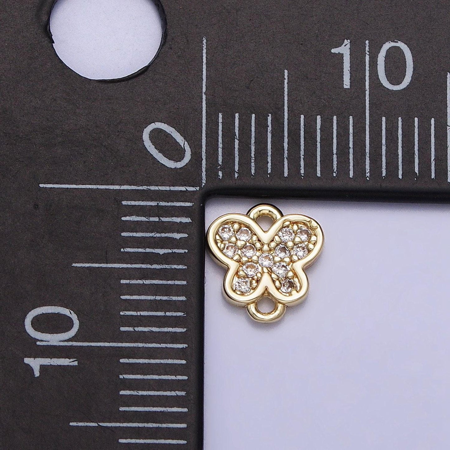 Teeny tiny butterfly charm connector cz gold filled charm for bracelet necklace earring component y-881