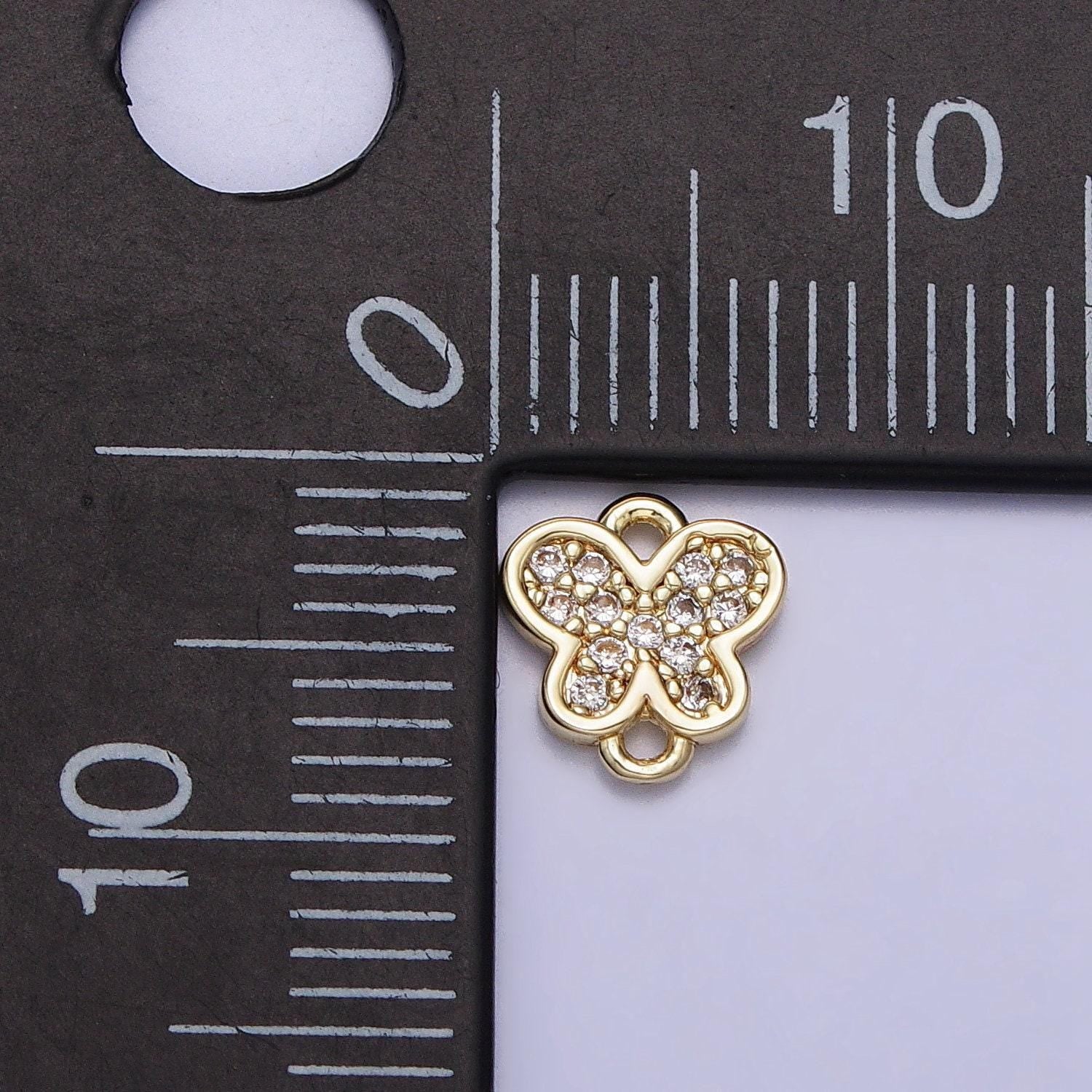 Teeny tiny butterfly charm connector cz gold filled charm for bracelet necklace earring component y-881