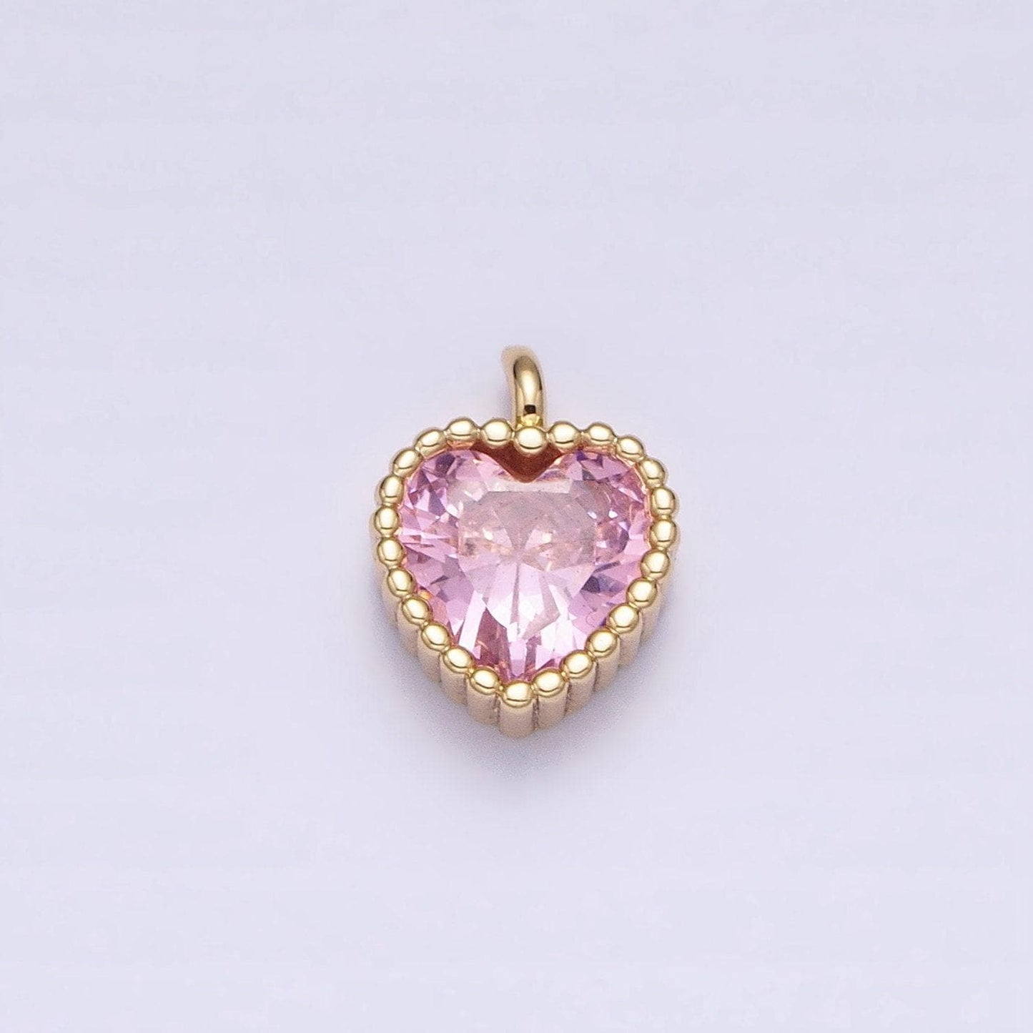 Tiny 16k gold filled heart charms cubic zirconia mini pink clear purple cz pendant wholesale bulk diy jewelry findings ac1258