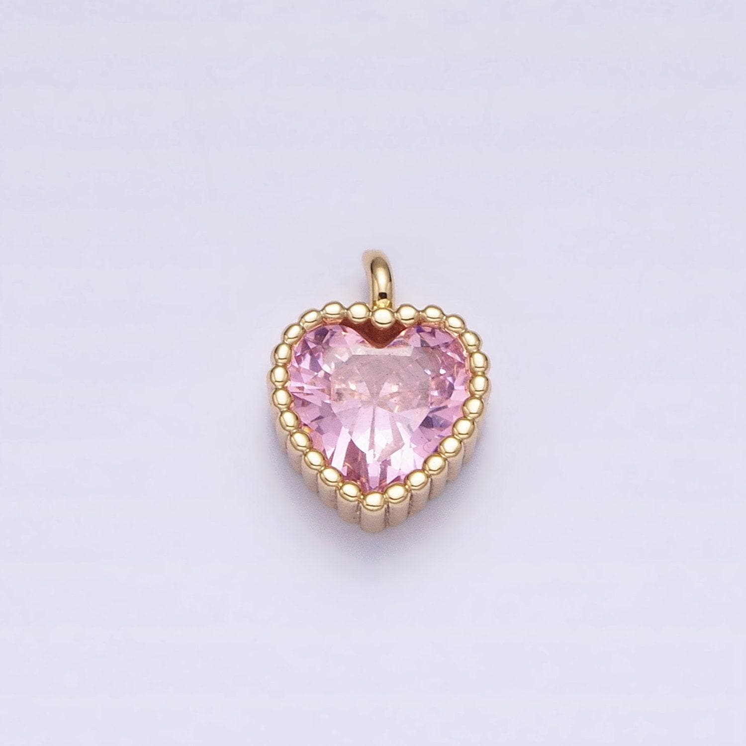 Tiny 16k gold filled heart charms cubic zirconia mini pink clear purple cz pendant wholesale bulk diy jewelry findings ac1258