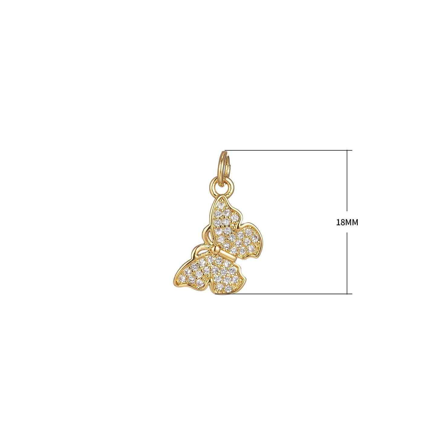 Dainty gold micro pave butterfly charm, cubic zirconia mariposa pendant charm, charm,diy jewelry ch 2267