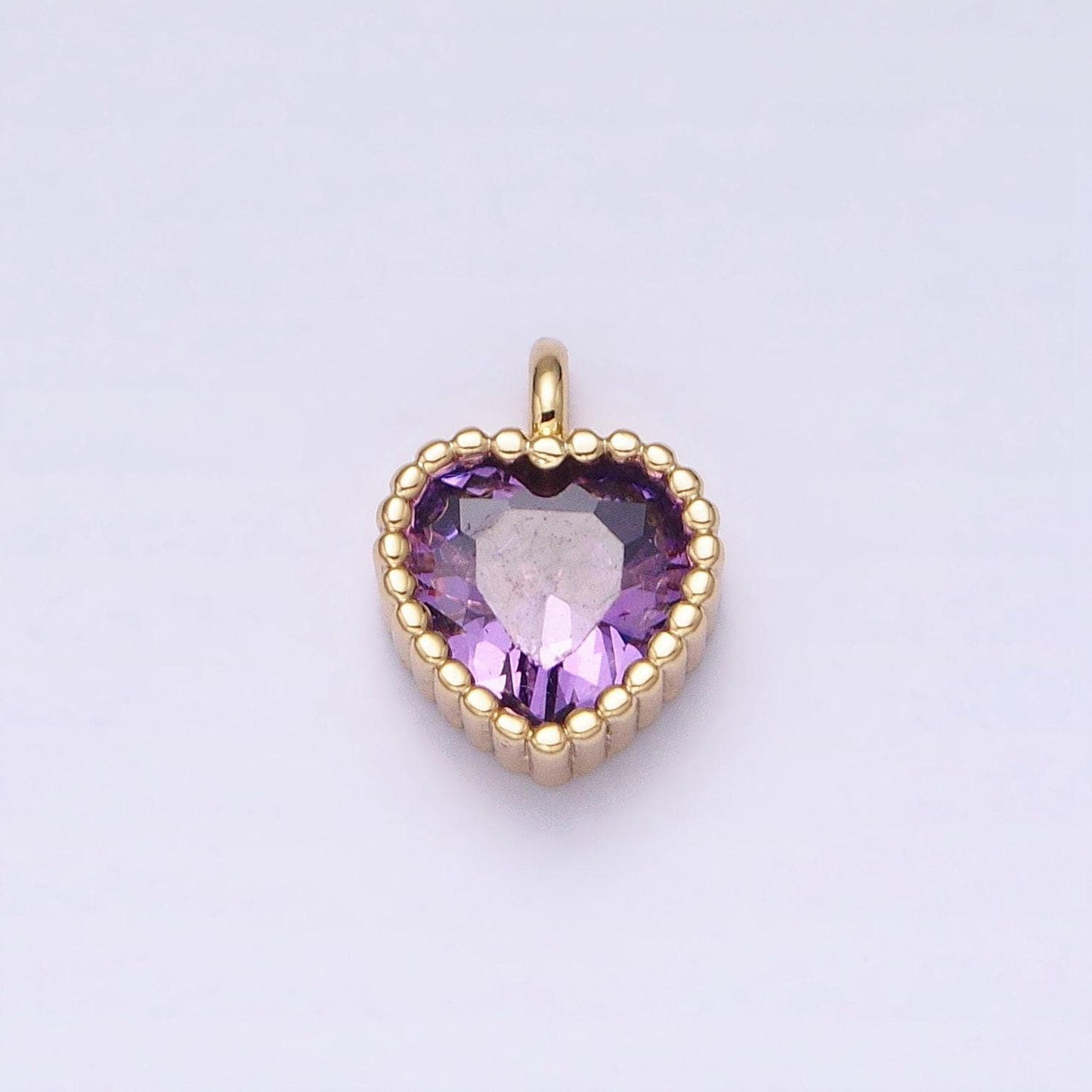 Tiny 16k gold filled heart charms cubic zirconia mini pink clear purple cz pendant wholesale bulk diy jewelry findings ac1258