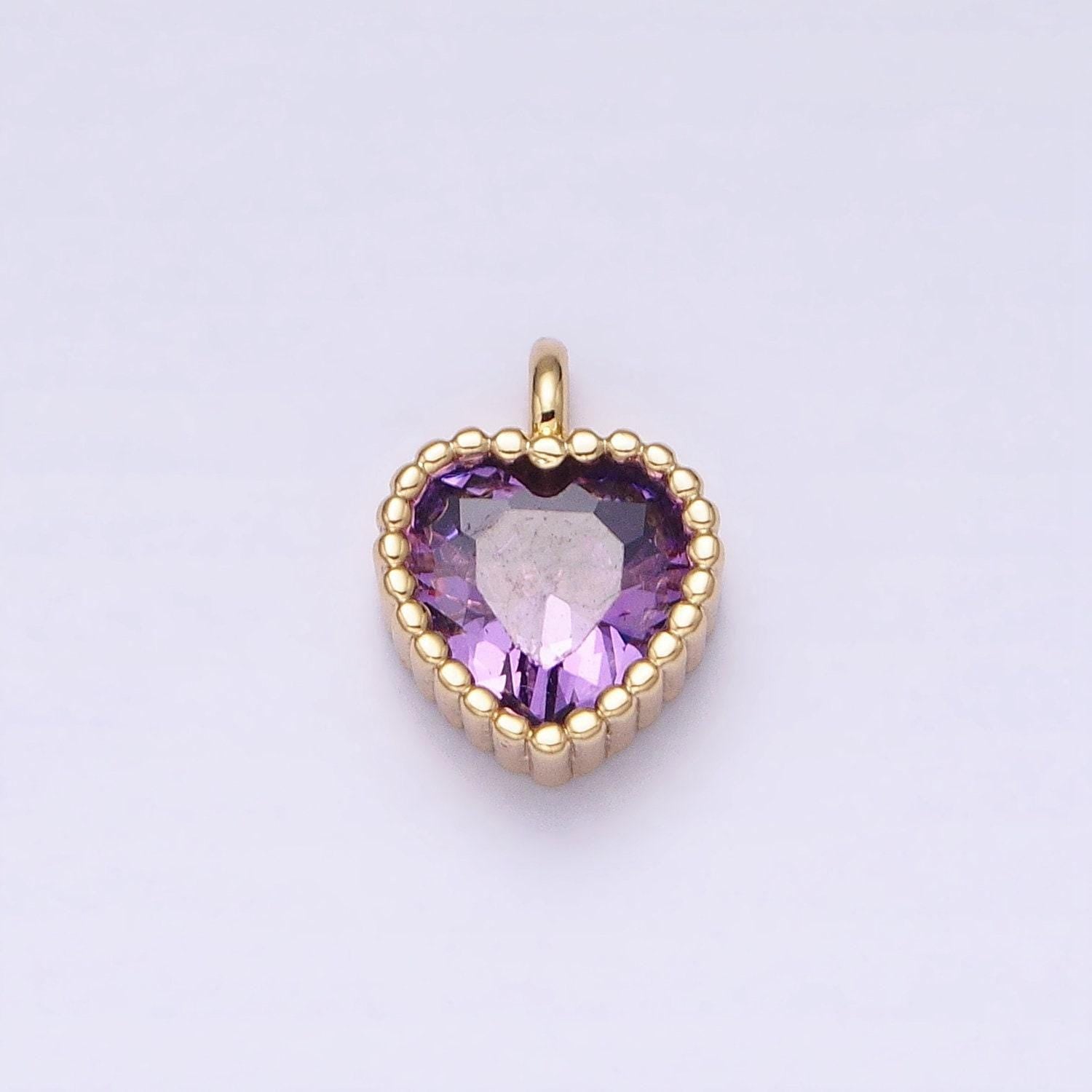Tiny 16k gold filled heart charms cubic zirconia mini pink clear purple cz pendant wholesale bulk diy jewelry findings ac1258