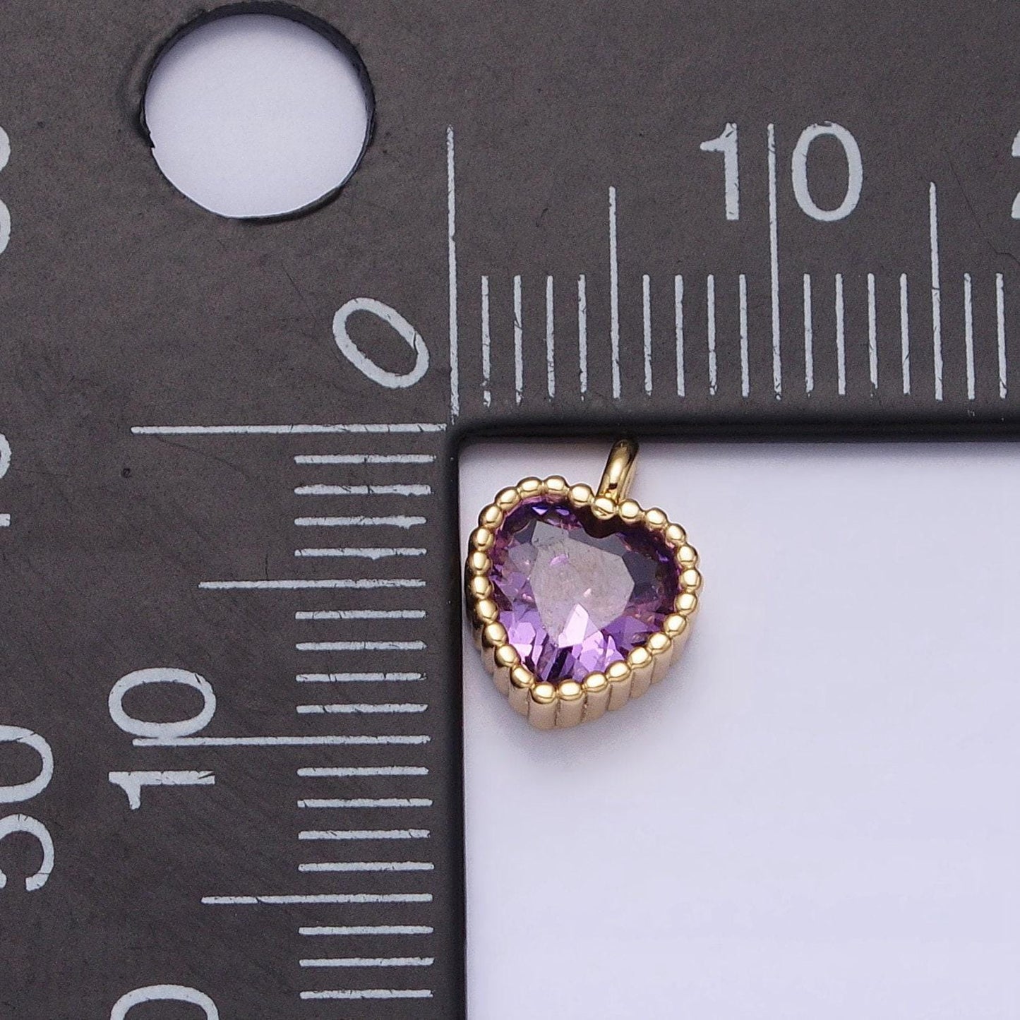 Tiny 16k gold filled heart charms cubic zirconia mini pink clear purple cz pendant wholesale bulk diy jewelry findings ac1258