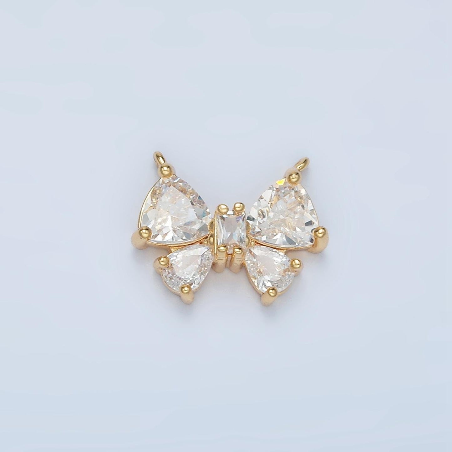 24k gold filled mini bow charm connector gold ribbon charm | n1389