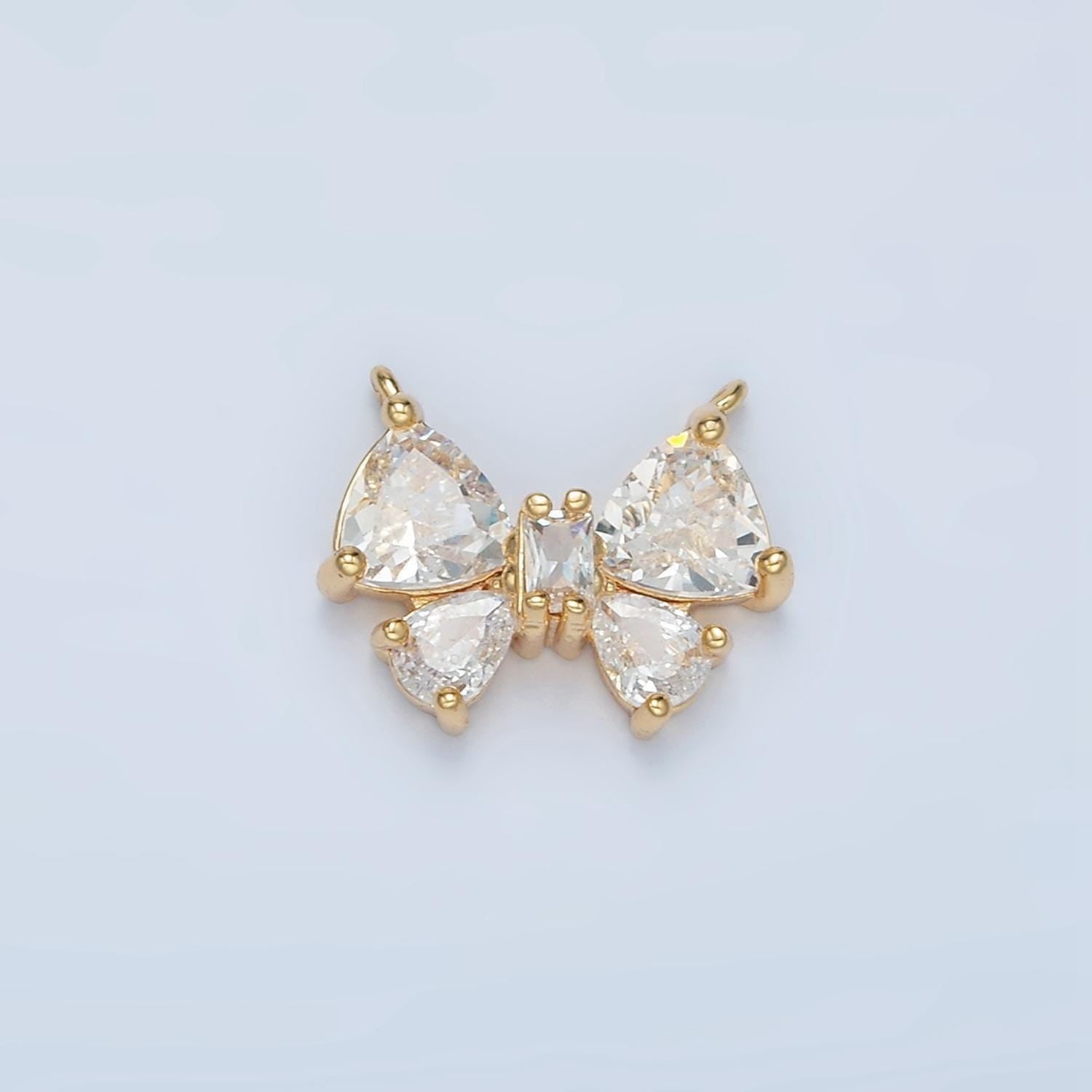 24k gold filled mini bow charm connector gold ribbon charm | n1389