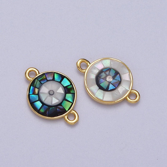 Gold filled evil eye charm connector for bracelet link connector double bail opal eye charm y666