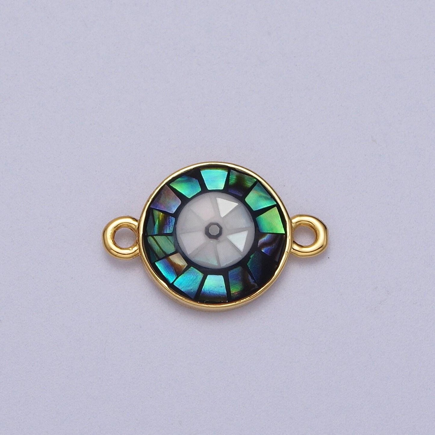 Gold filled evil eye charm connector for bracelet link connector double bail opal eye charm y666