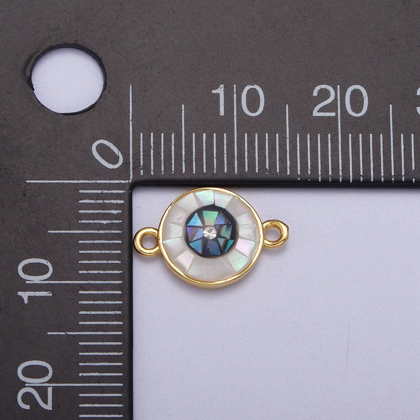 Gold filled evil eye charm connector for bracelet link connector double bail opal eye charm y666
