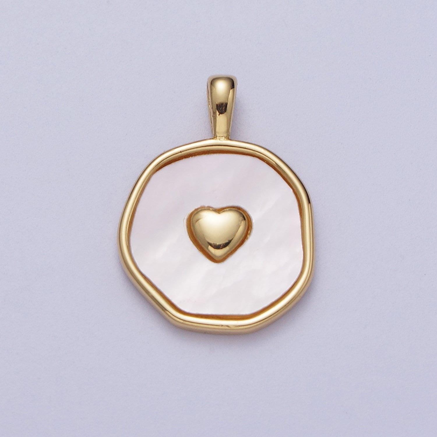 24k gold filled cross heart pearl, abalone round charm pendant for minimalist jewelry | i430 i546