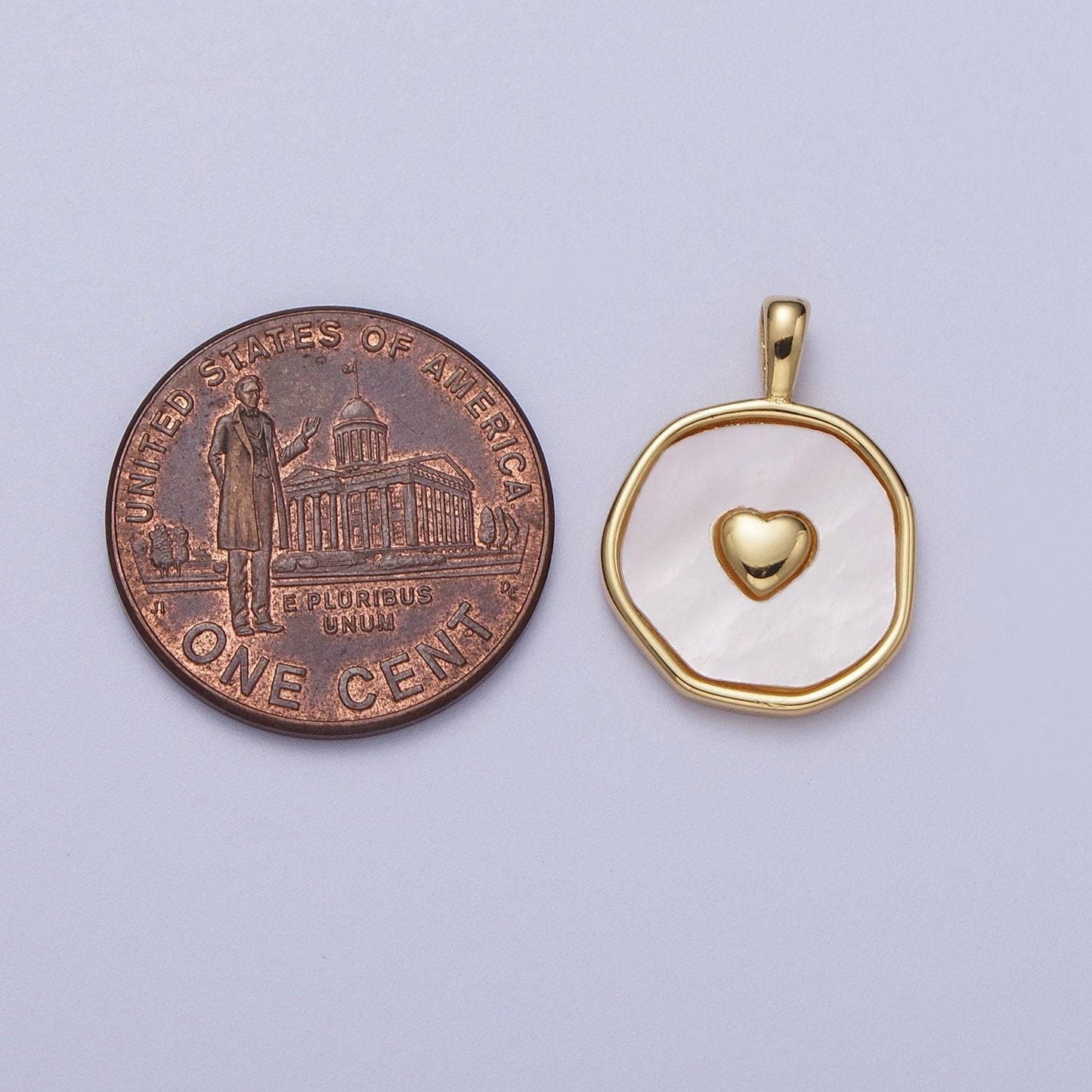 24k gold filled cross heart pearl, abalone round charm pendant for minimalist jewelry | i430 i546