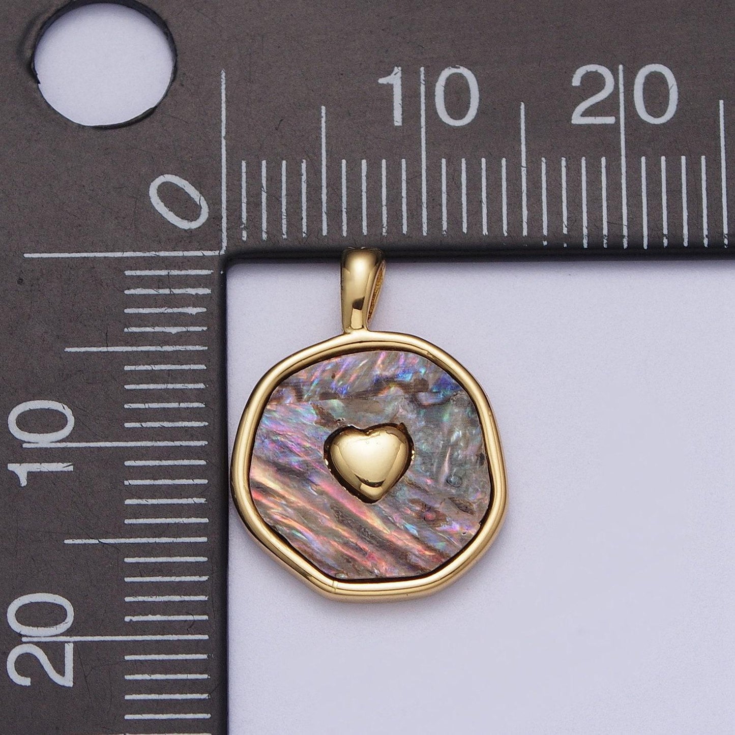24k gold filled cross heart pearl, abalone round charm pendant for minimalist jewelry | i430 i546