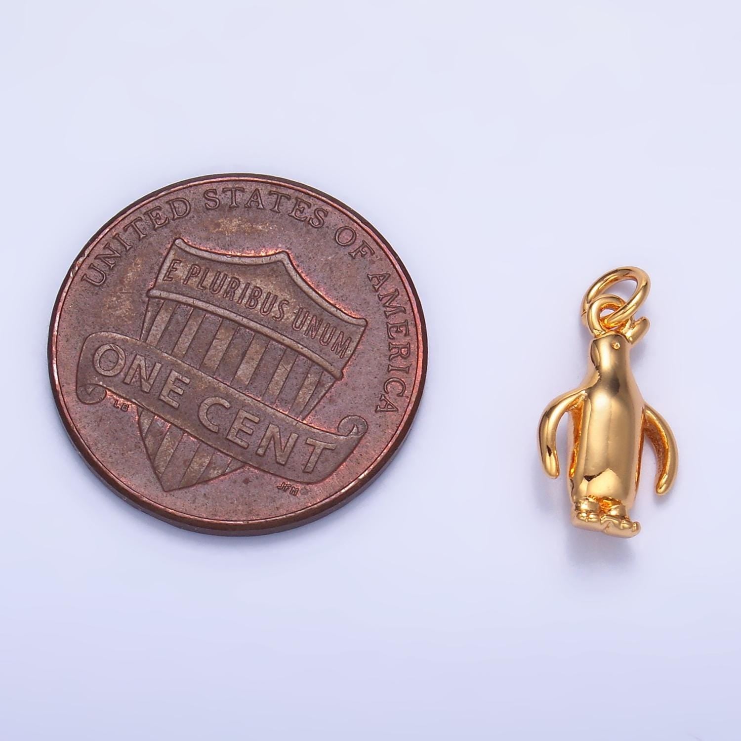 Tiny penguin charm pendant alaska charm necklace bracelet earring charms, animal lover kids jewelry gold filled w389