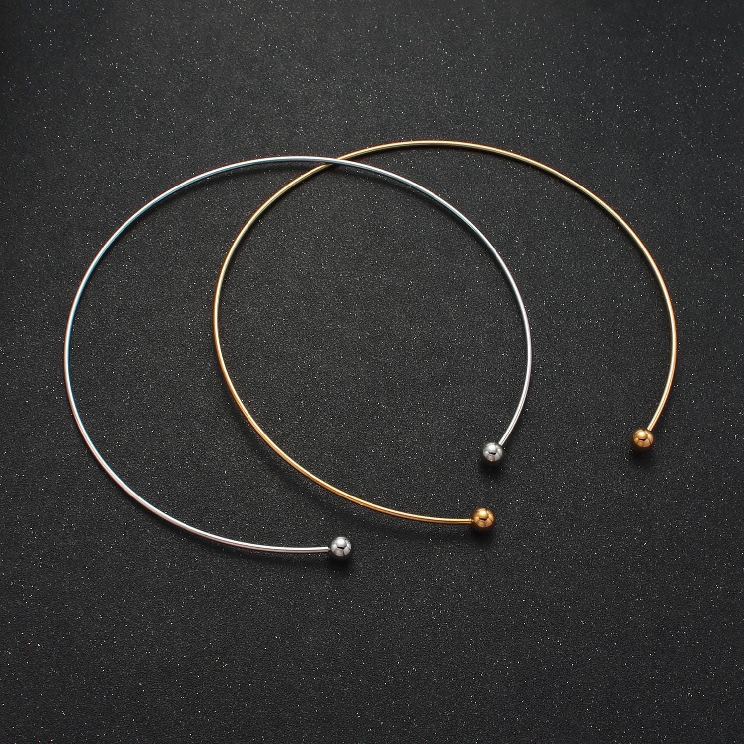 Dainty gold collar necklace silver choker necklace minimalist jewelry wire choker necklace adjustable wa-2622