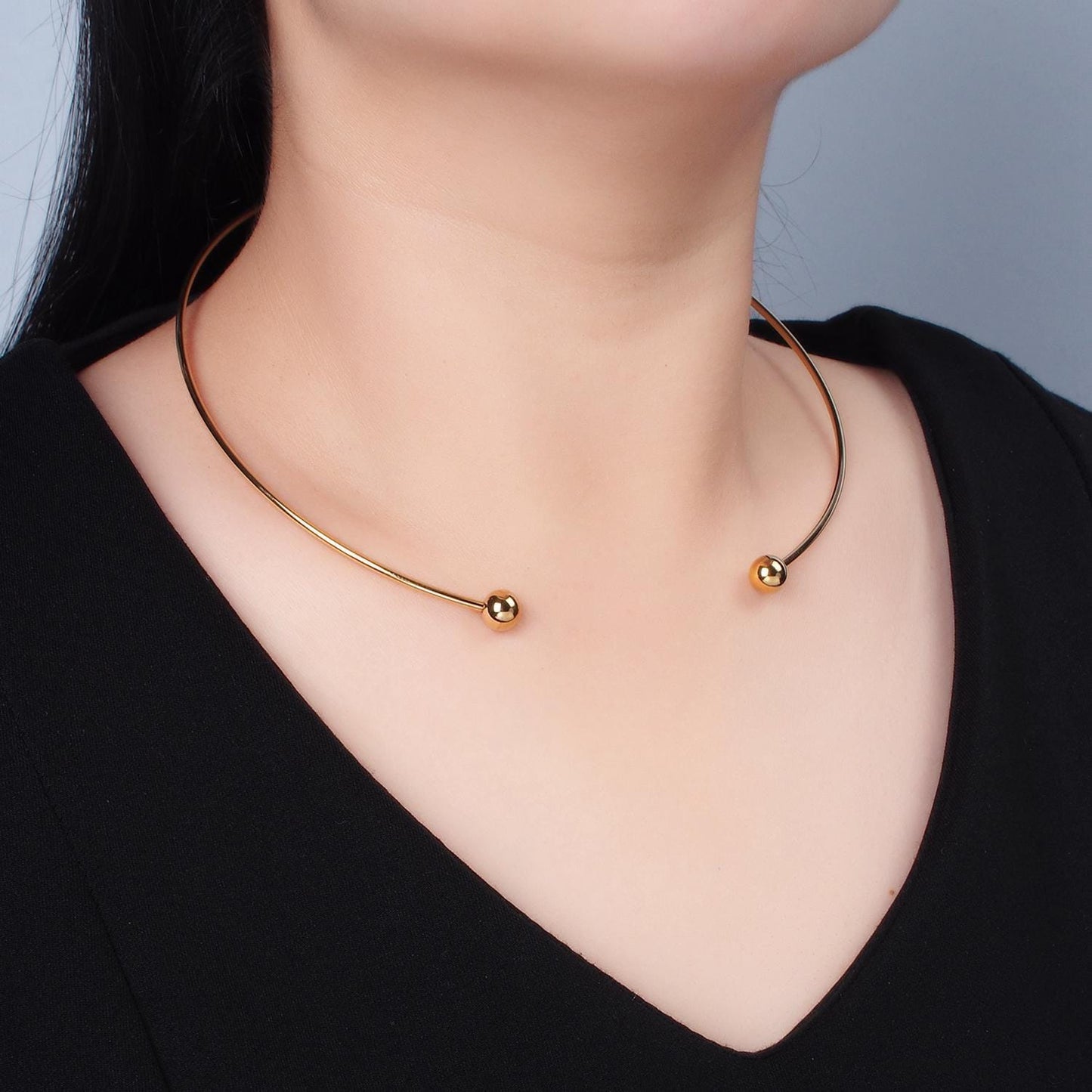 Dainty gold collar necklace silver choker necklace minimalist jewelry wire choker necklace adjustable wa-2622