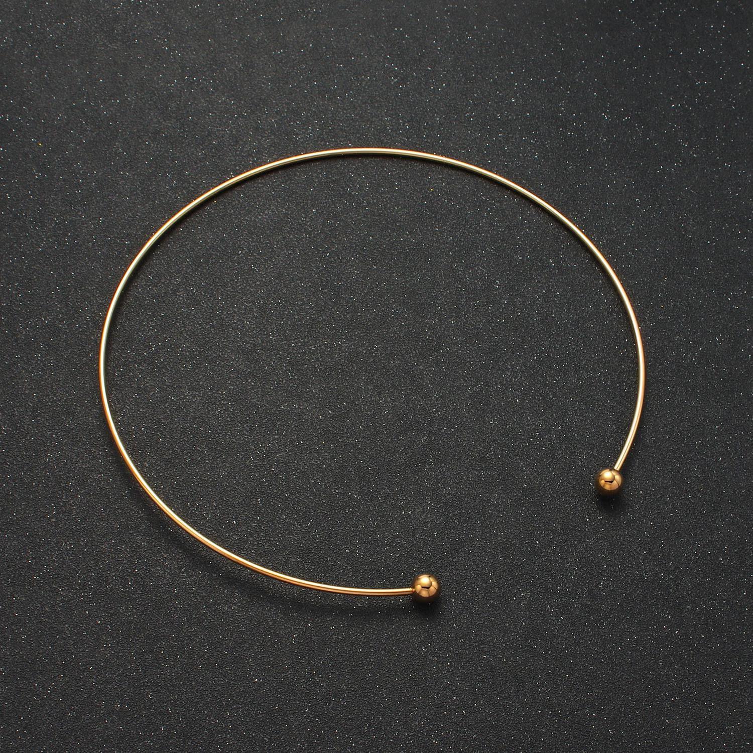 Dainty gold collar necklace silver choker necklace minimalist jewelry wire choker necklace adjustable wa-2622