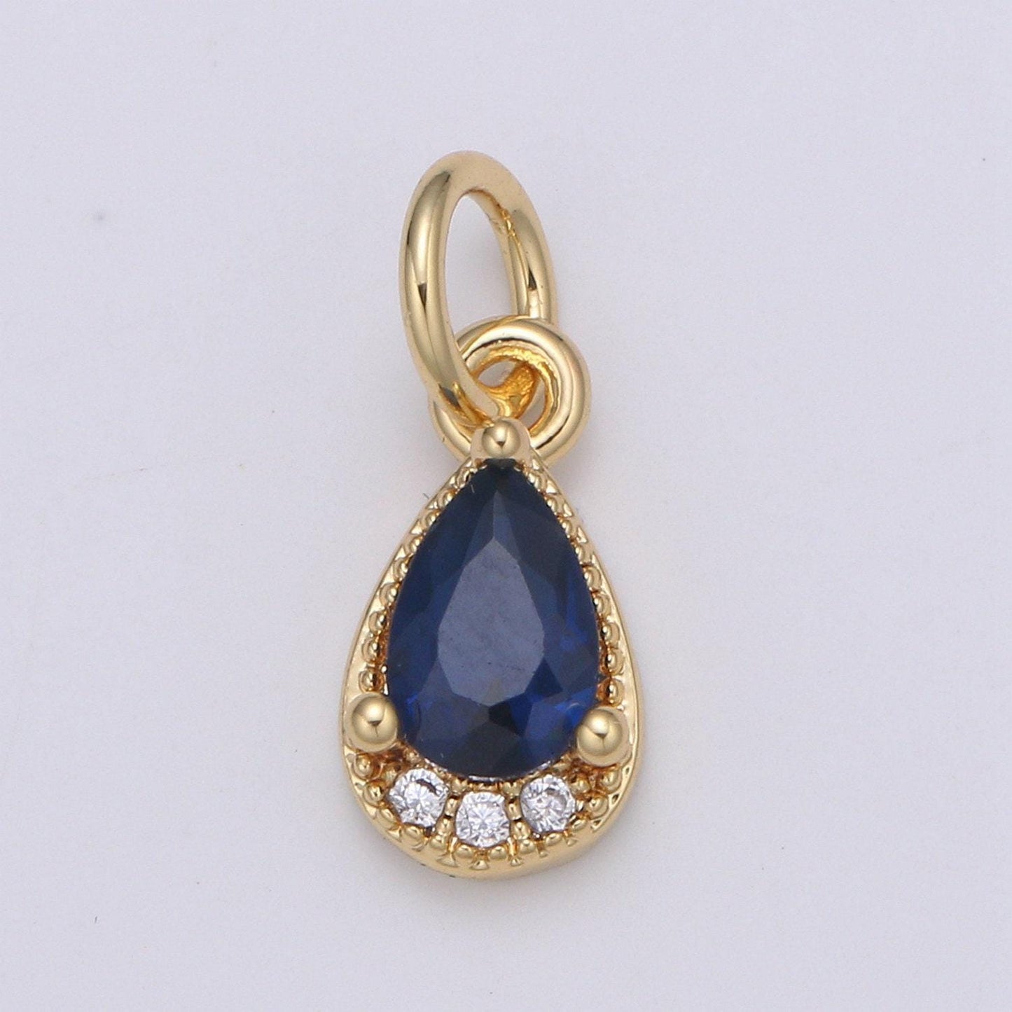 Multi color cubic zirconia:blue,clear,red, 24k gold solitaire cz pendant,large diamond pear cut cubic stone pendant | e-079~e-081