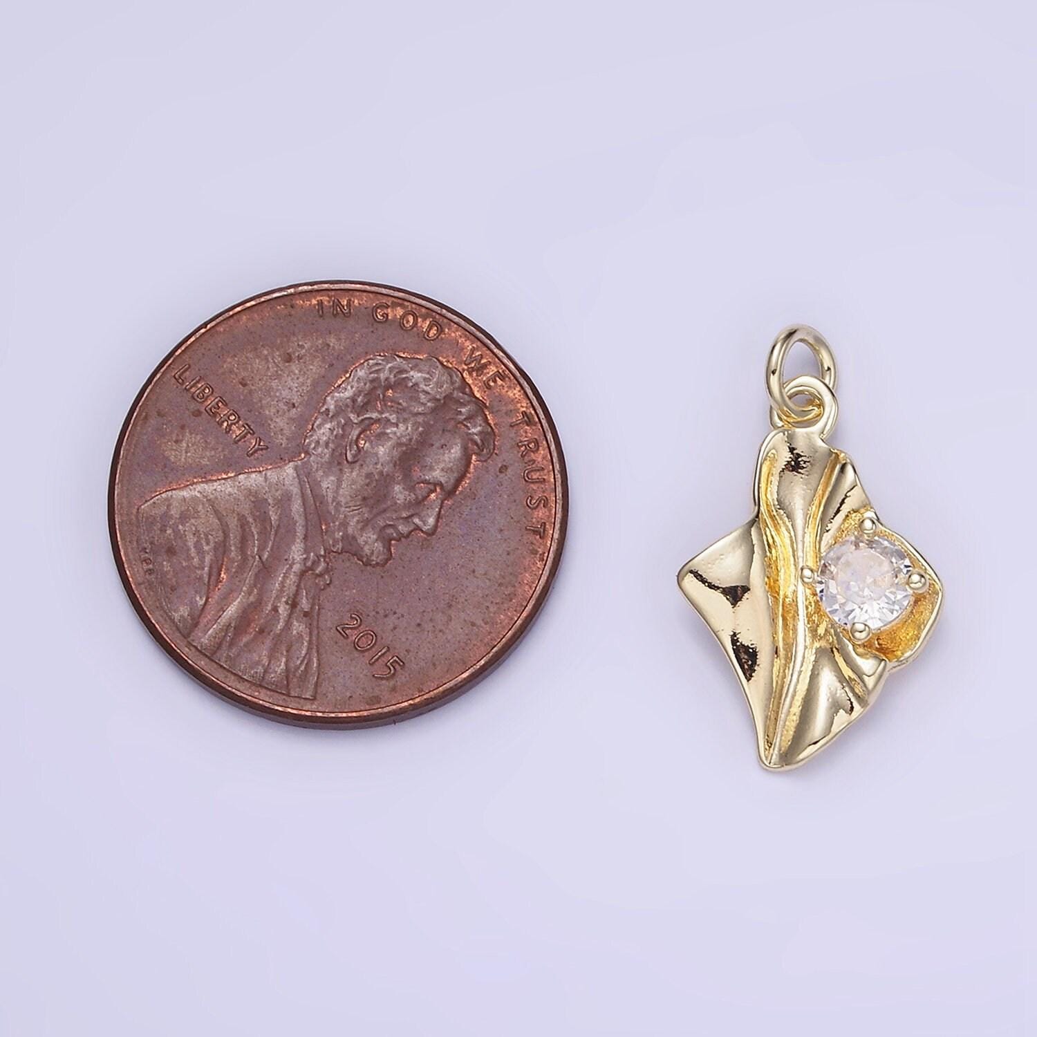 14k gold filled clear cz molten foil mini charm | w-589