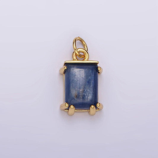 14k gold filled blue lapiz lazuli stone rectangular charm natural gemstone semi precious stone pendant | ag-563